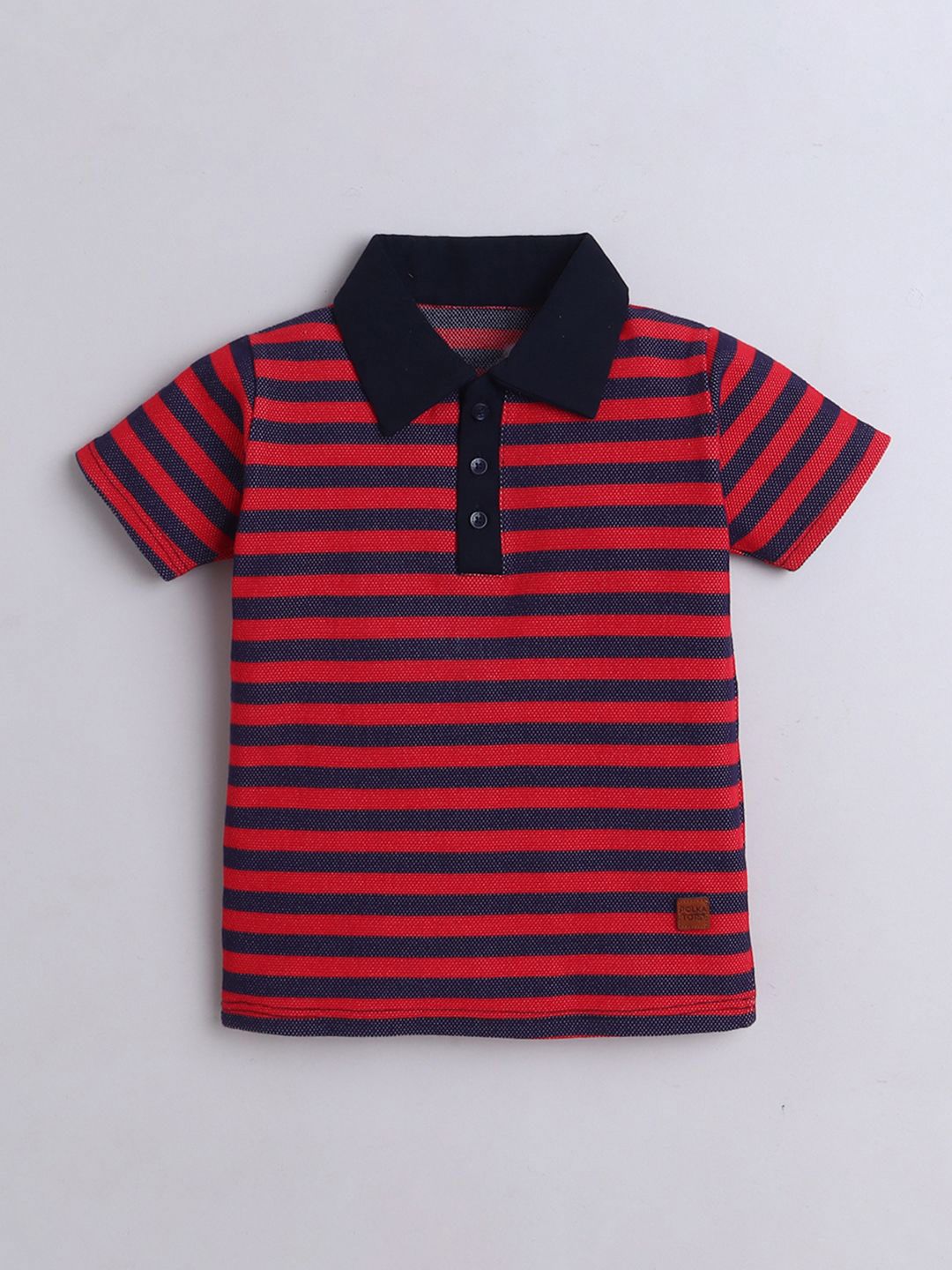 Polka Tots Boys Striped Short Sleeves Cotton Regular Fit T-shirt