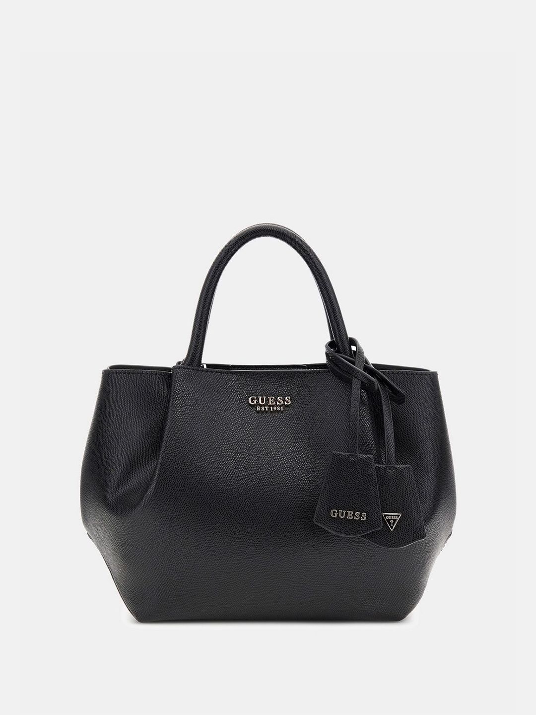 GUESS Solid Medium Structured Satchel Bag