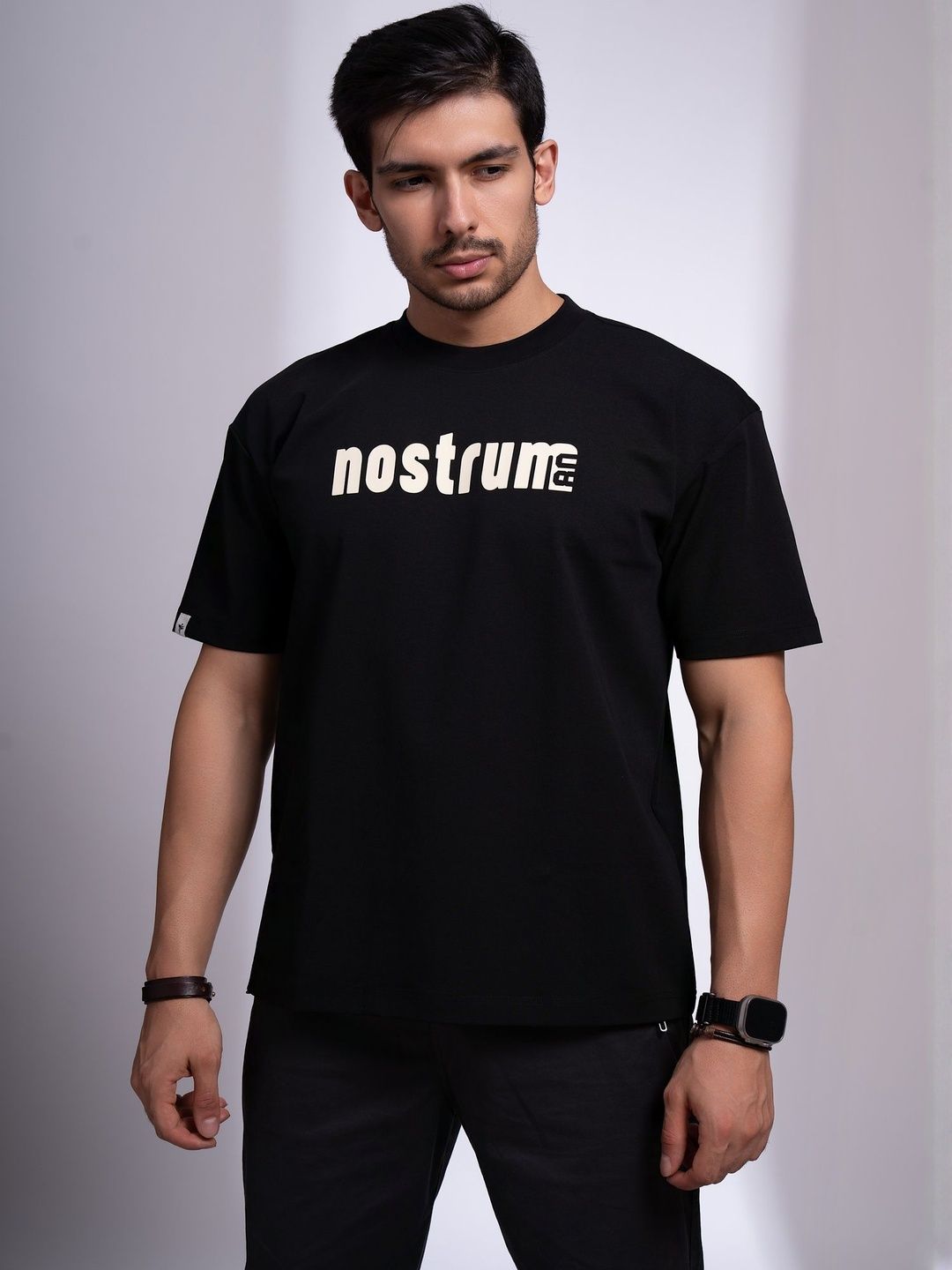 nostrum Men Typography Printed Round Neck Cotton T-shirt