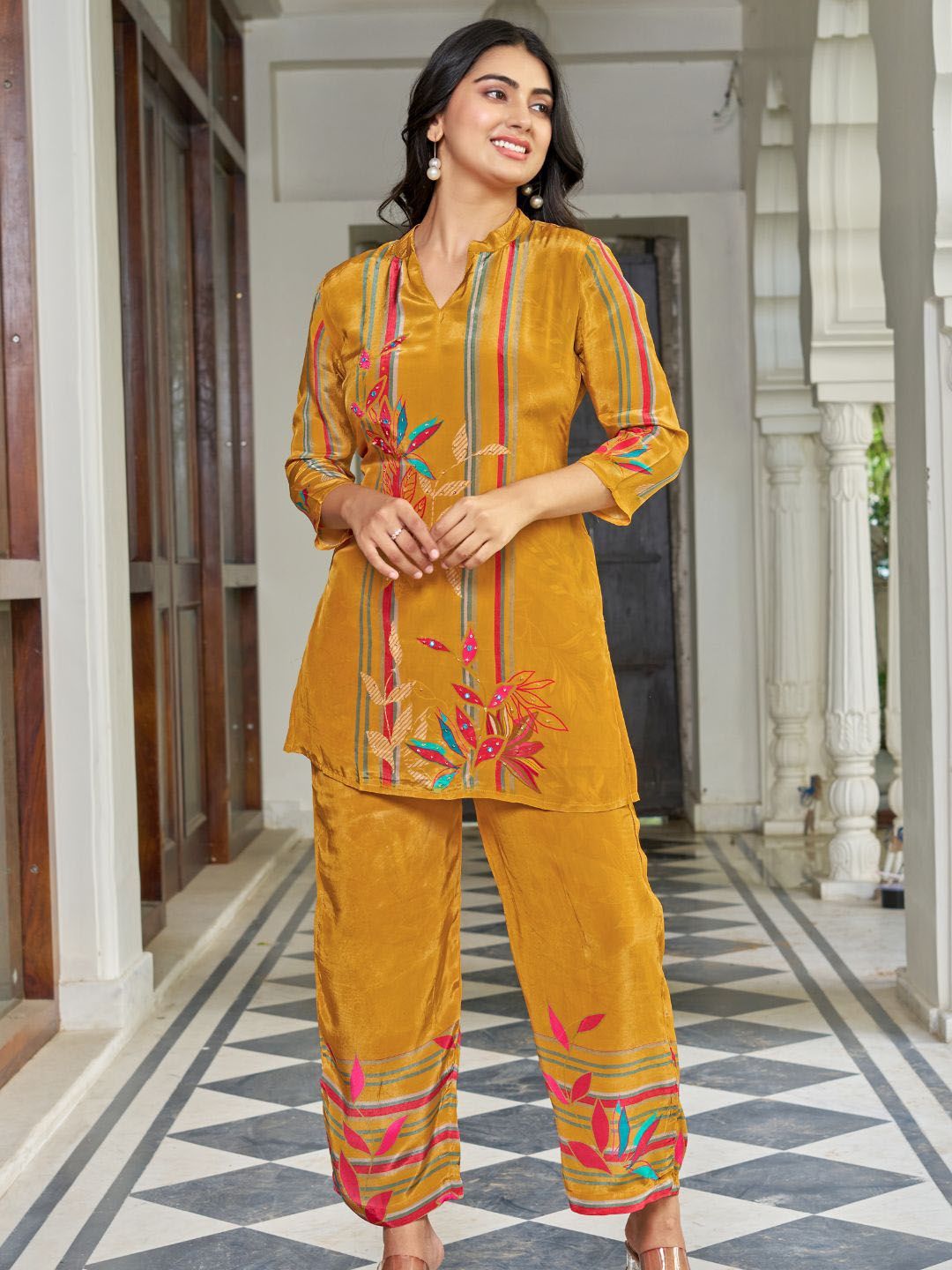 Kaftanize Printed Tunic With Trousers Co-Ords