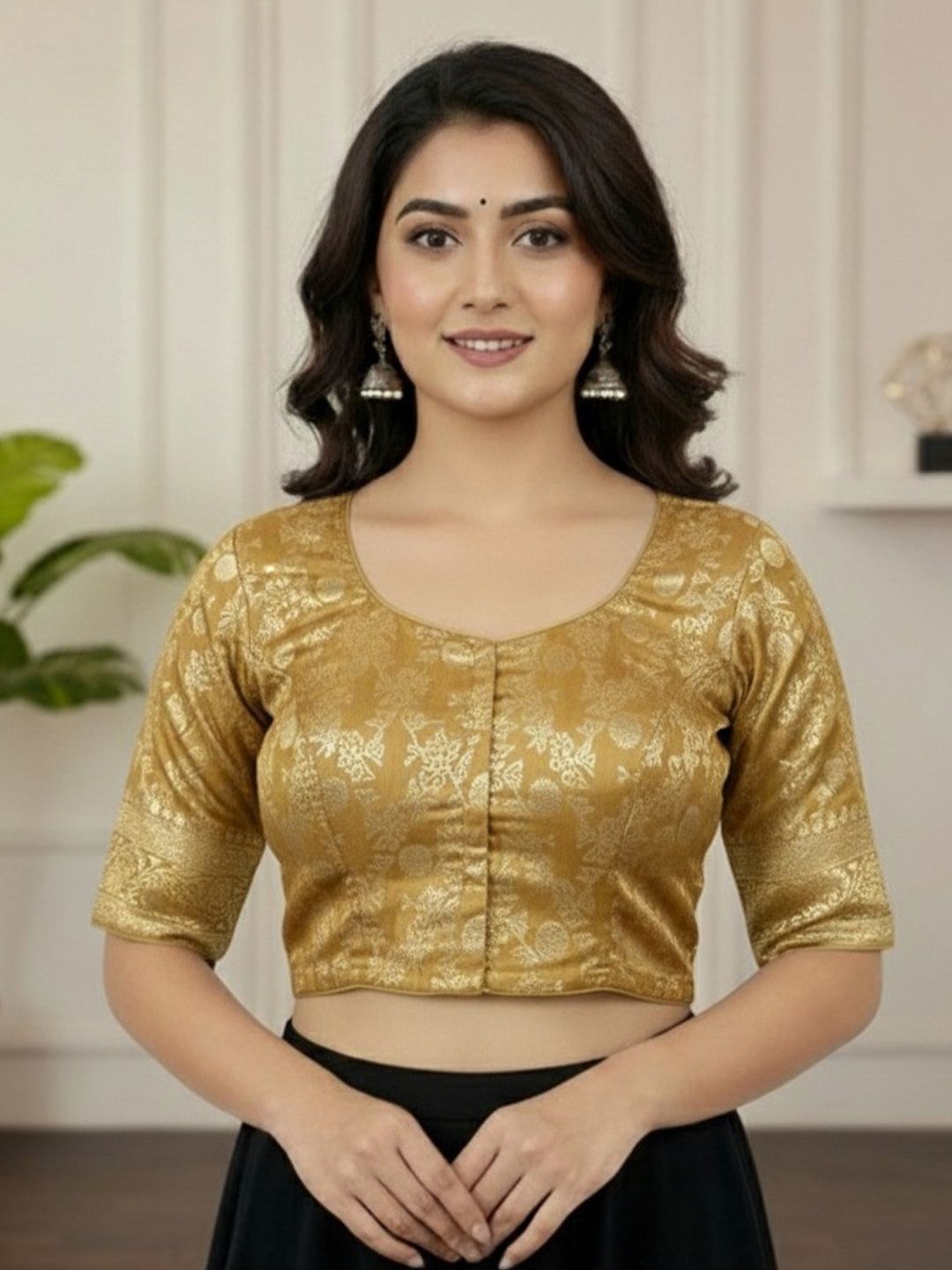 RAGHUVEER CREATION Women Round Neck Saree Blouse