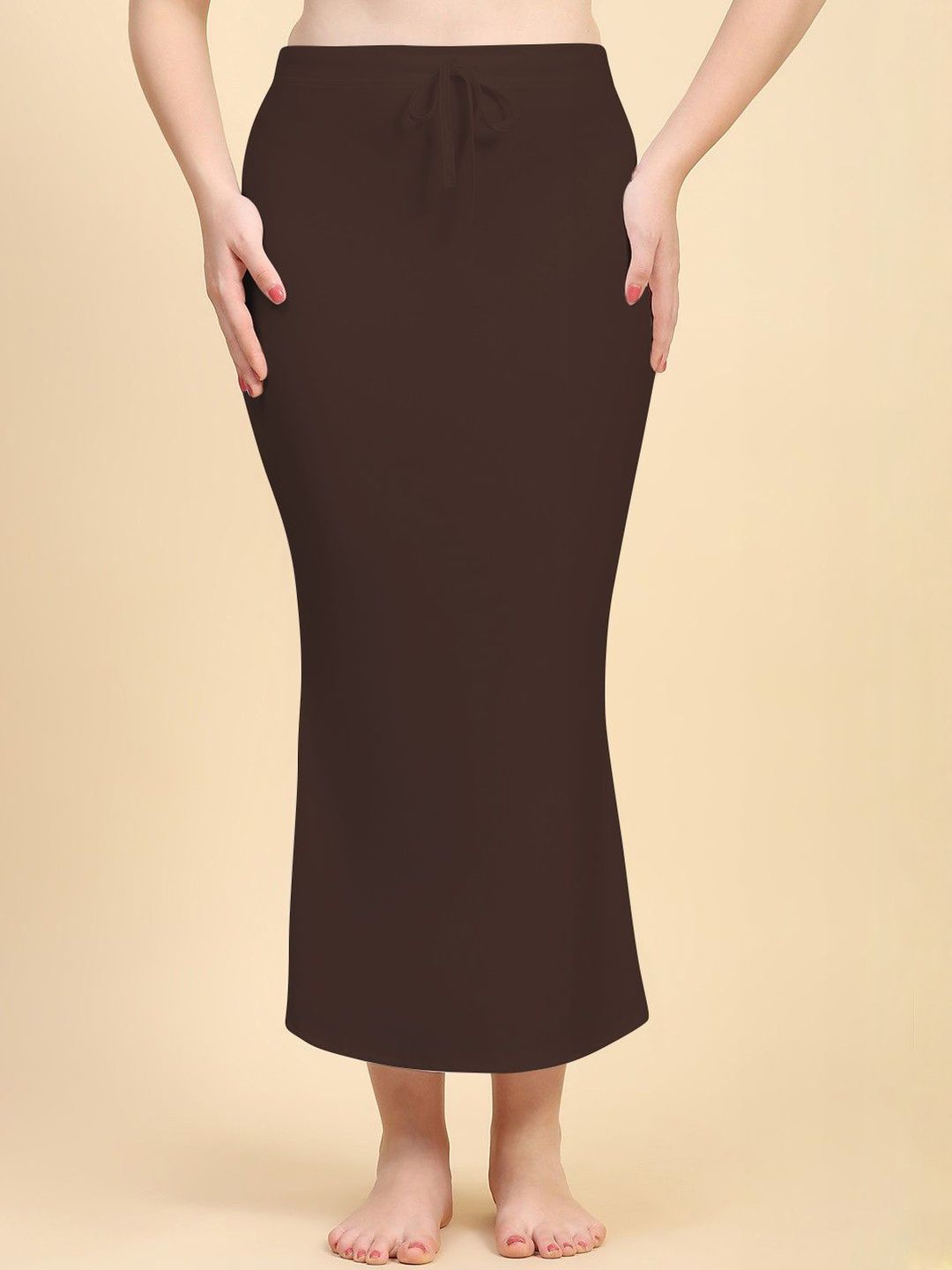TOOCHKI Solid High-Rise  Saree Shapewear With Drawstring Waistband