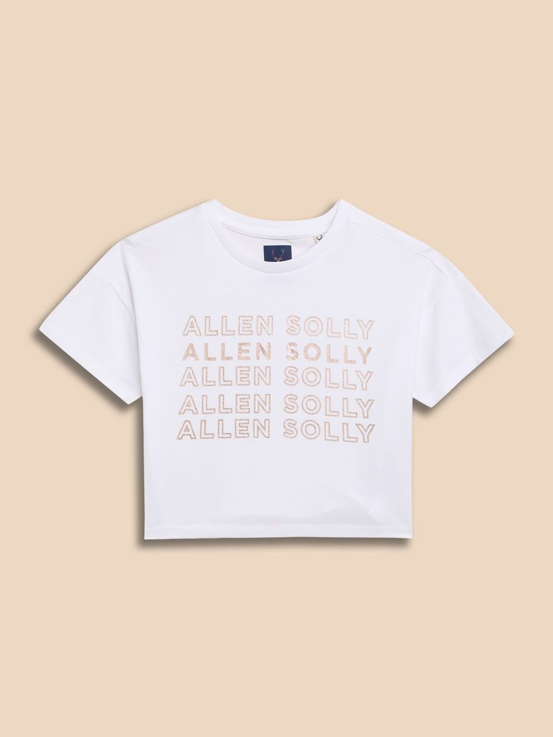 Allen Solly Junior Girls Typography Printed Round Neck Short Sleeves Crop T-shirt