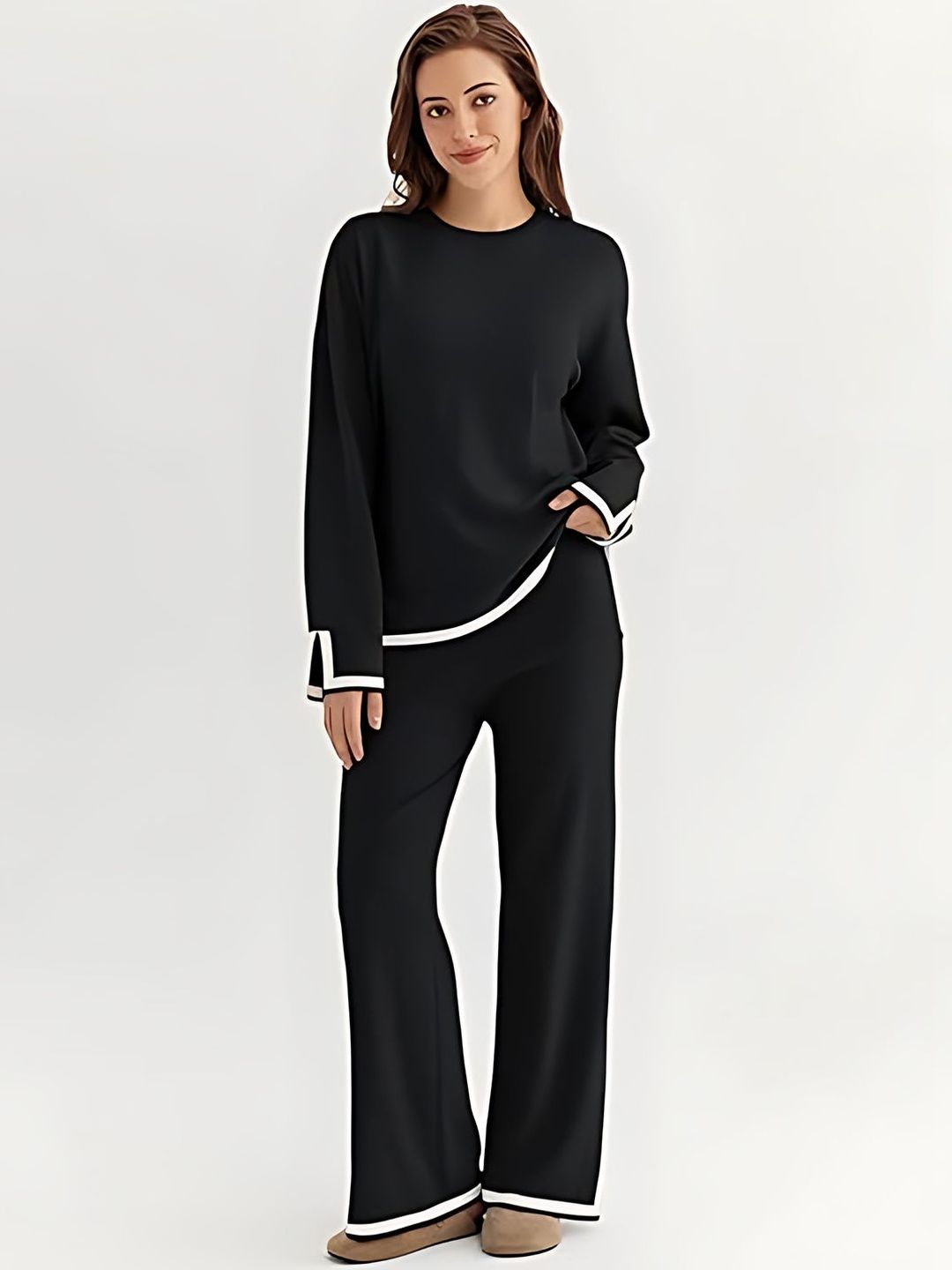 TYSORT Round-Neck Long Sleeves Top With Trousers