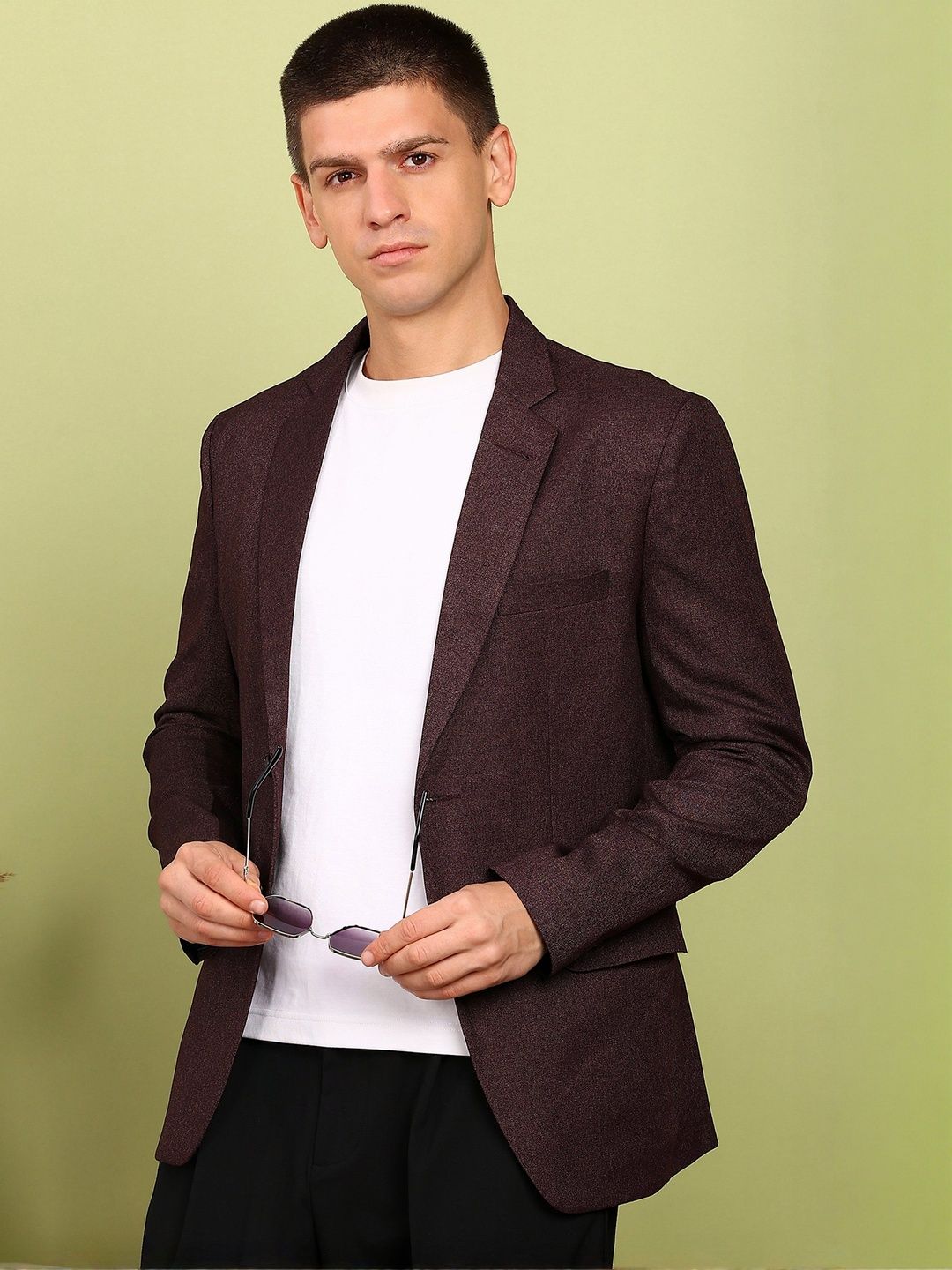 FUBAR Slim Fit Notched Lapel Collar Single Breasted Formal Blazer