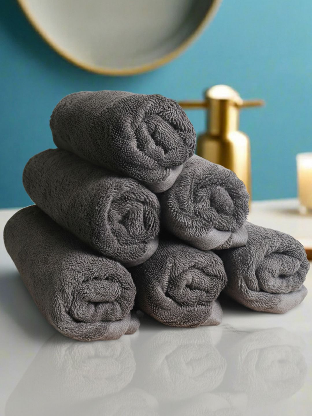 Buy Heelium Grey Unisex Pack Of 6 Bamboo Super Soft & Quick Drying Home & Gym Hand Towel -  - Home for Unisex