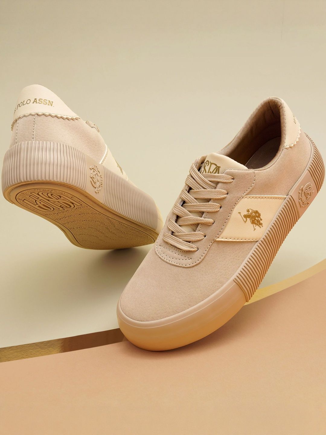U.S. Polo Assn. Women Cordela 3.0 Beige Sneaker Shoes for Women