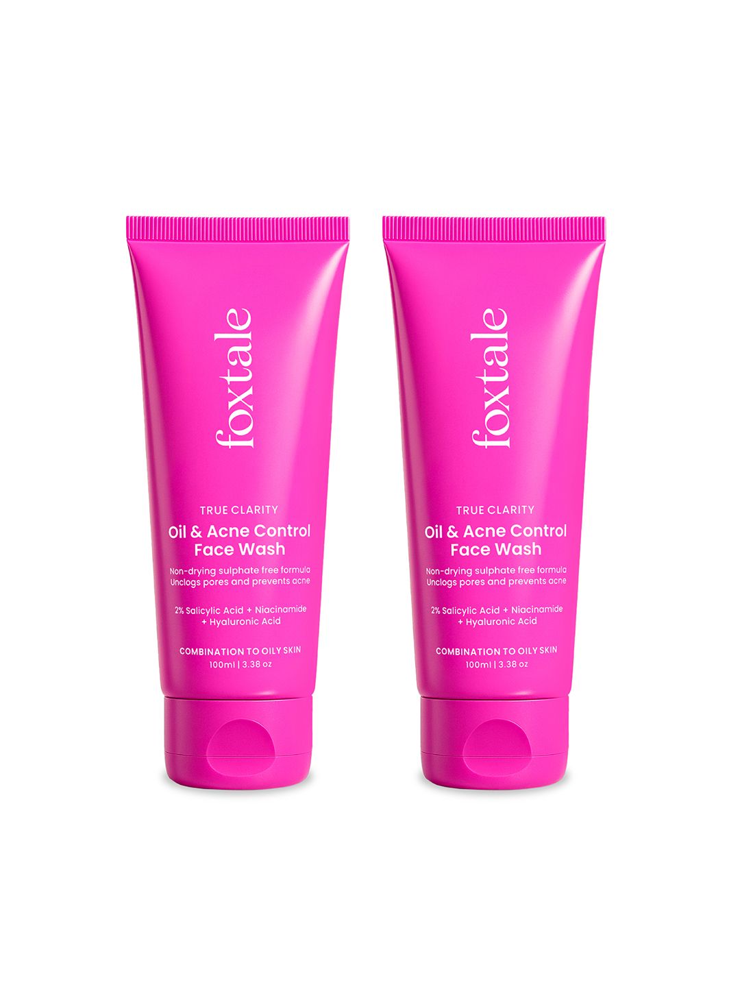 FoxTale Set Of 2 True Clarity Oil & Acne Control Face Wash With Niacinamide - 100 ml Each