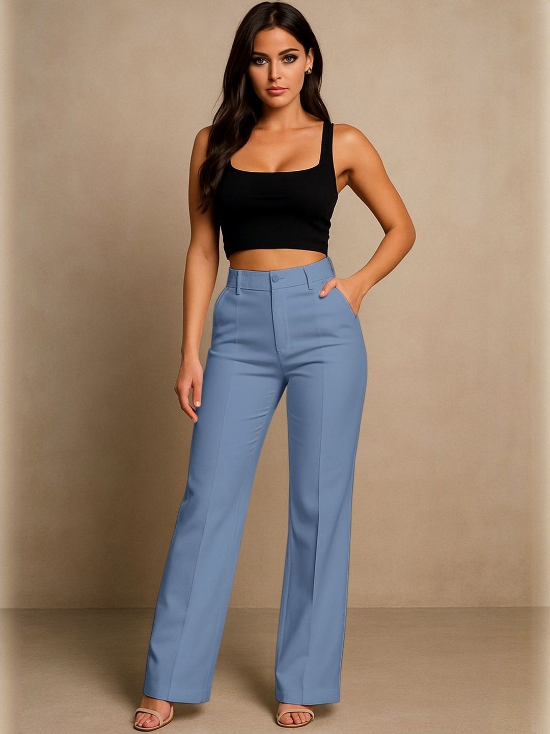 SWADESI STUFF Women Relaxed High-Rise Easy Wash  Trousers