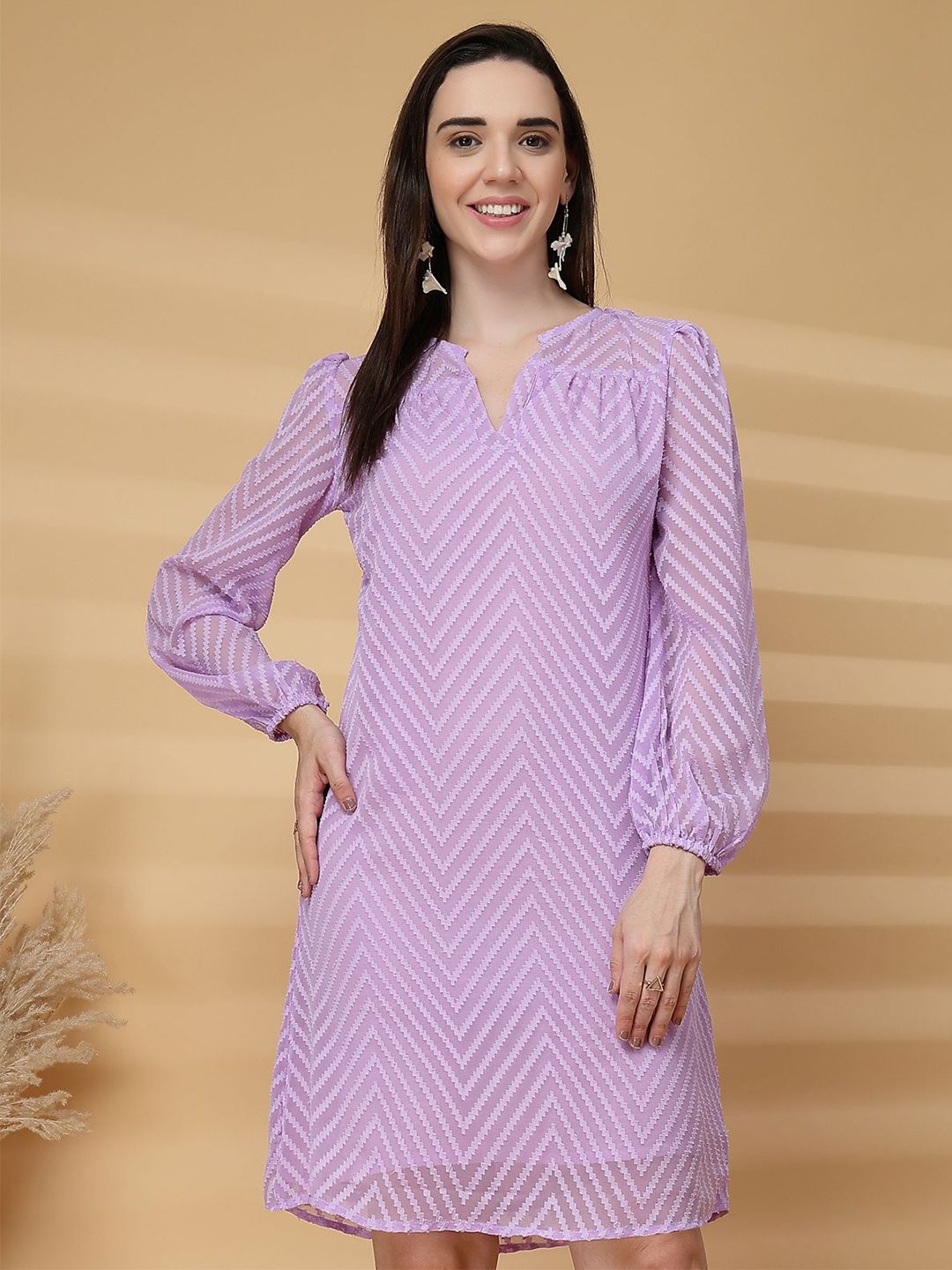 Vastraa Fusion Puff Sleeve Georgette Dress