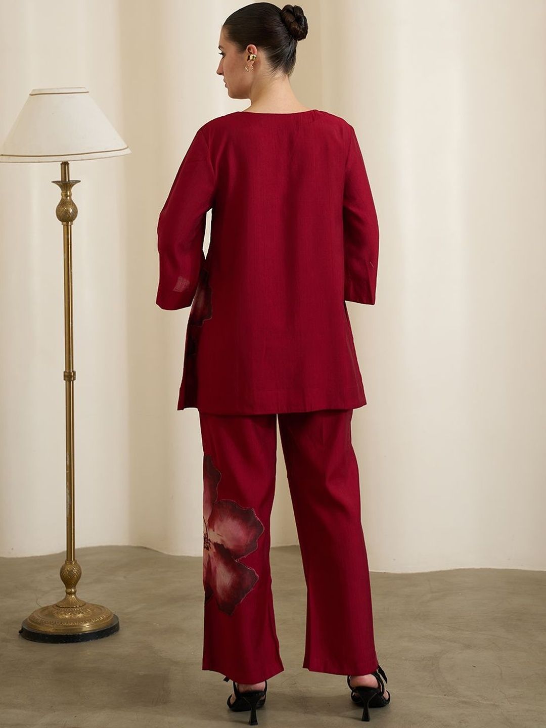 Floral Printed V-Neck Tunic & Trousers 2