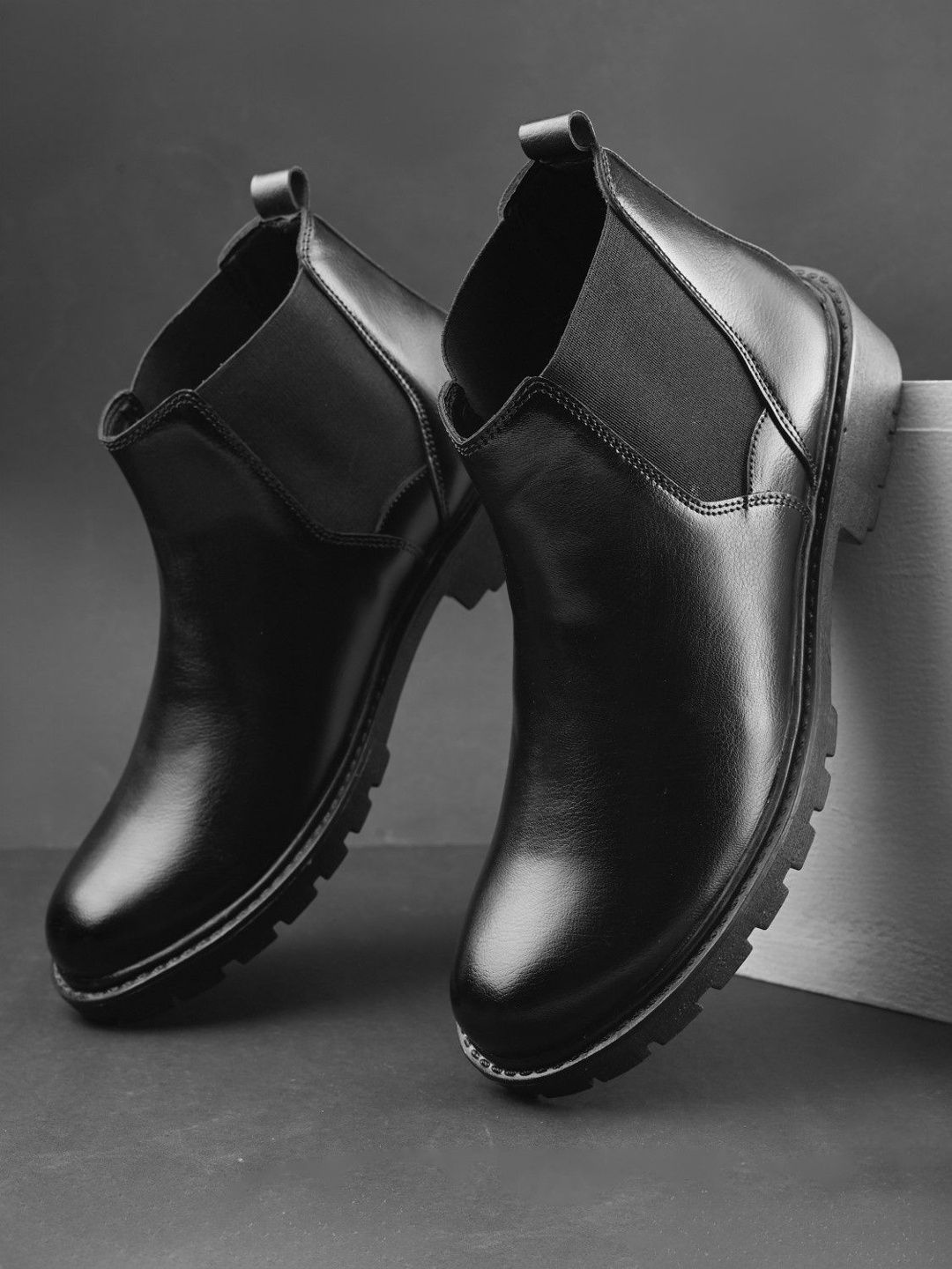 Buy The Roadster Lifestyle Co. Men Round Toe Mid Top Outdoor Blocked Heeled Chelsea Boots -  - Footwear for Men