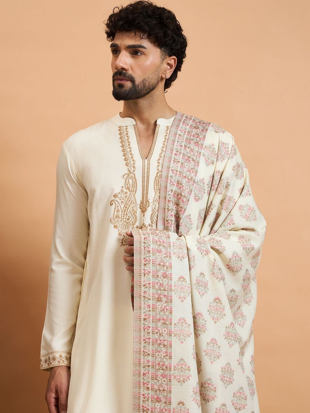 Buy Sangria Ethnic Motifs Woven Design Winter Pashmina Woollen Shawl -  - Apparel for Men