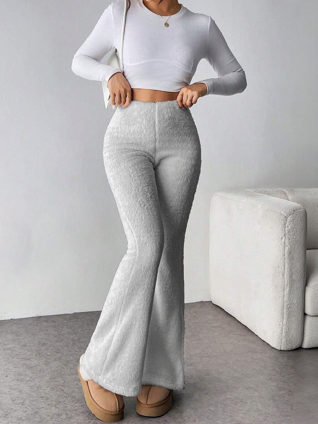 Kotty Women Bootcut High-Rise Easy Wash Woollen Trouser