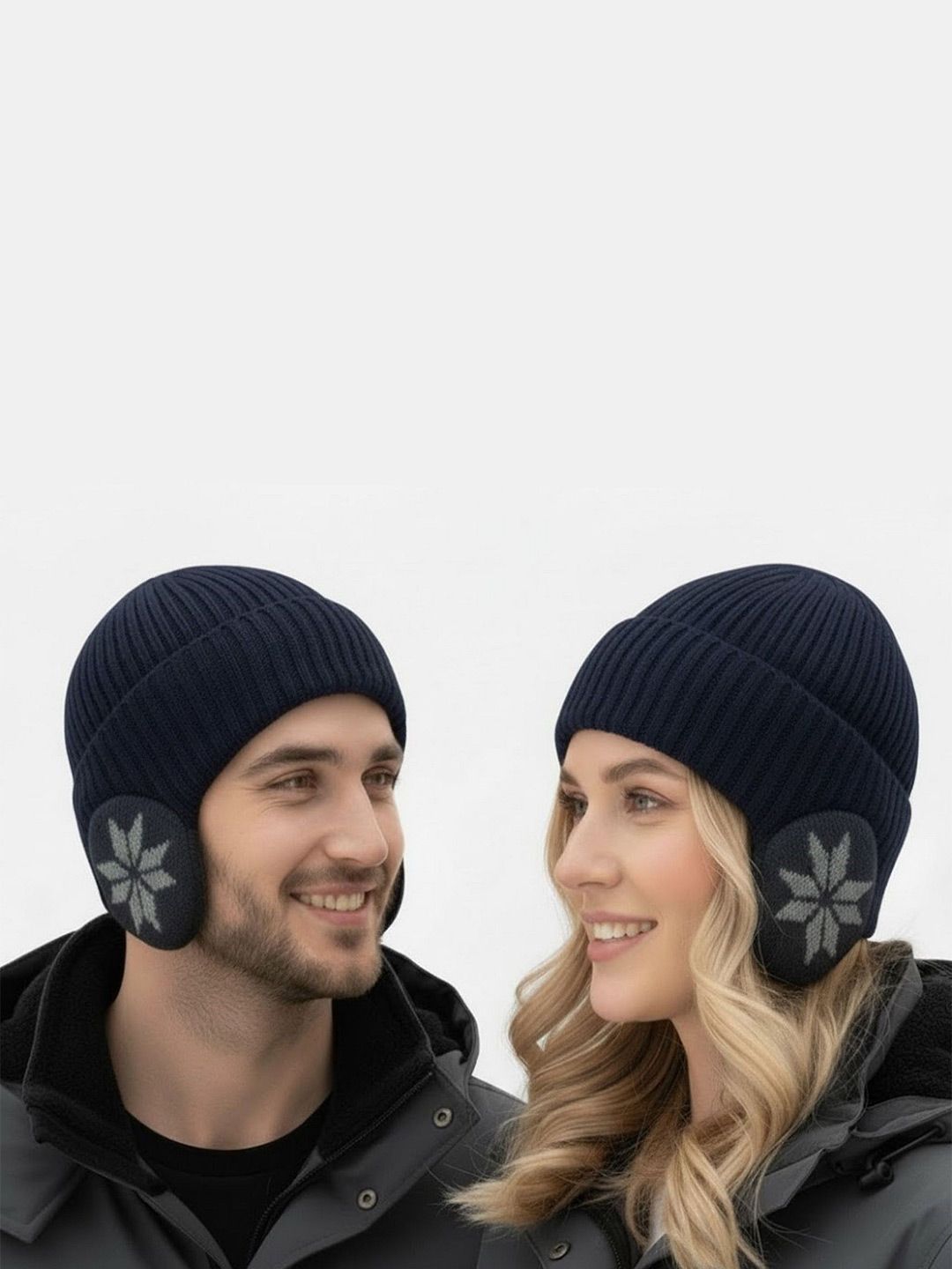 Infispace Unisex Ribbed Woolen Beanie with Soft Lining and Earflap Protection for Winter