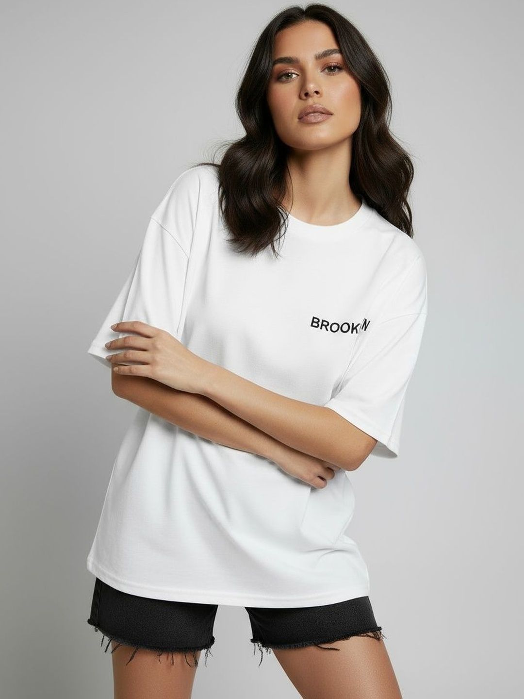 Calm Down Typography Printed Drop-Shoulder Sleeves Cotton Oversized Fit T-shirt