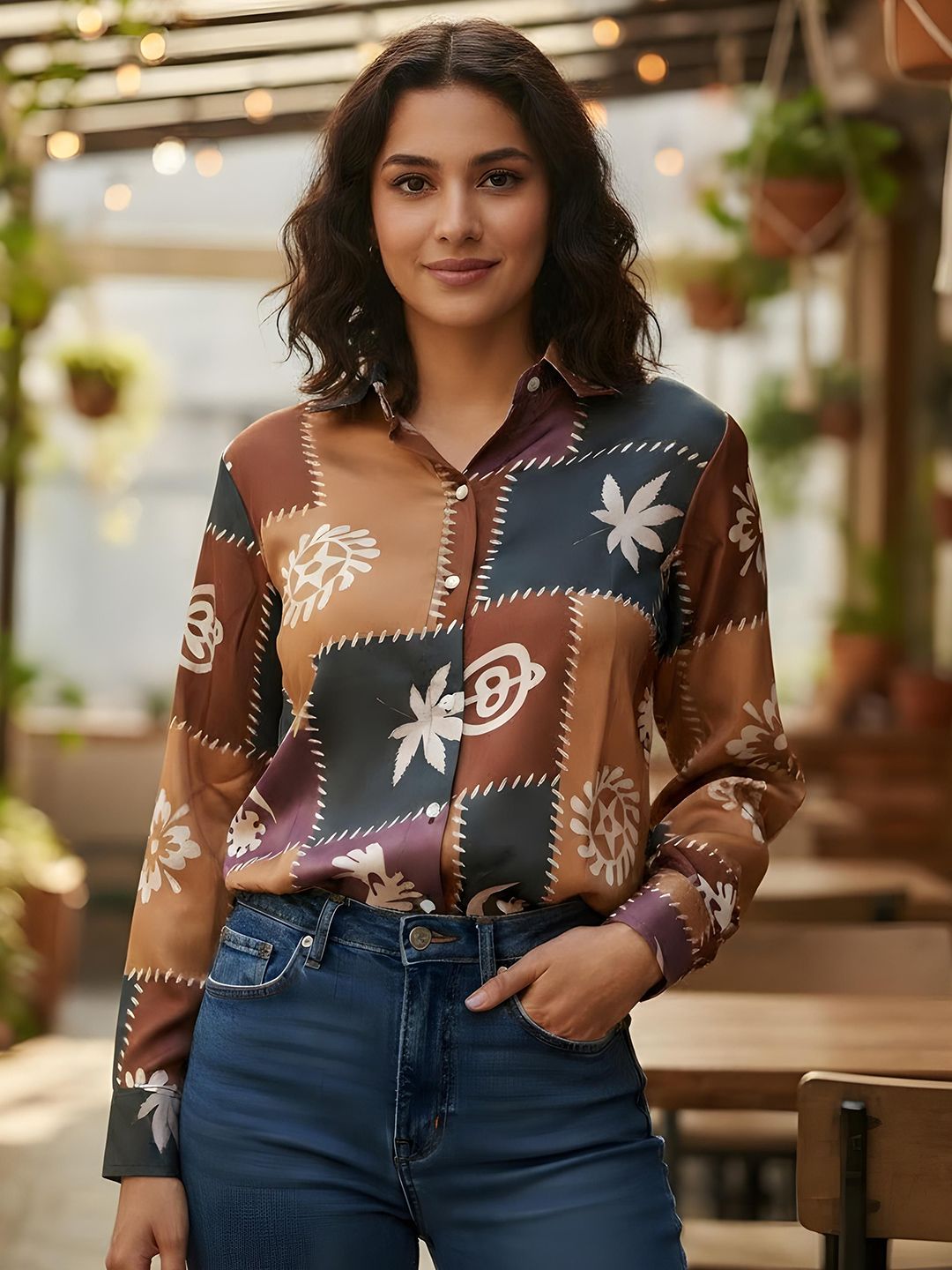 R.Code by The Roadster Life Co. Floral Printed Spread Collar Long Sleeves Casual Shirt
