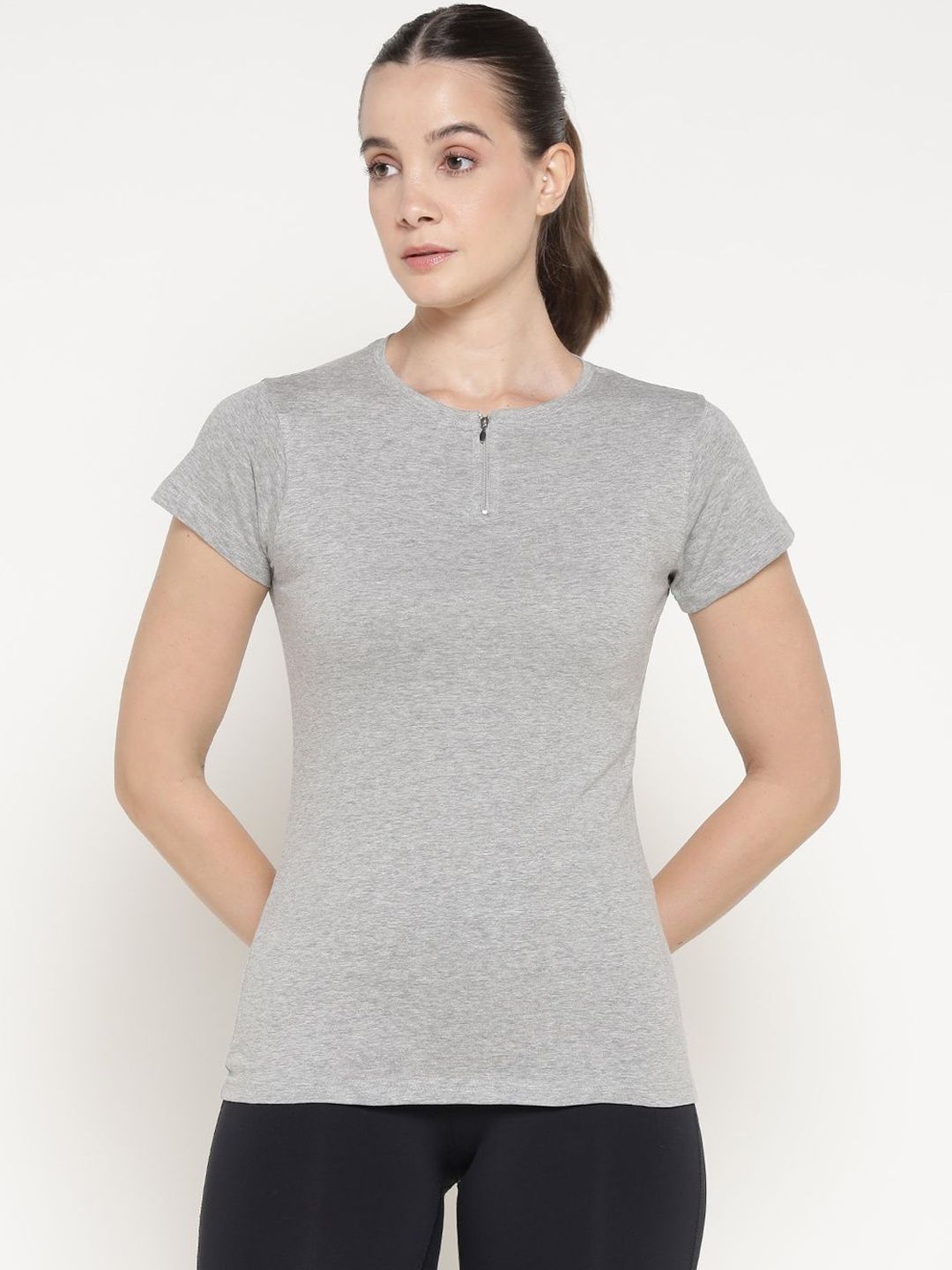 appulse Round Neck Short Sleeves Pure Cotton Slim Fit T-shirt