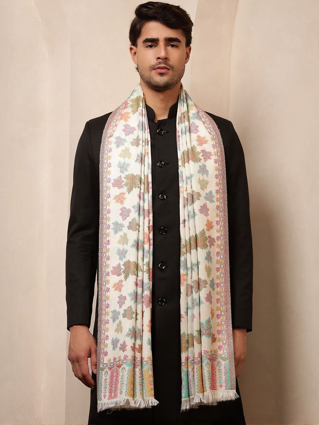 Buy HANDICRAFT PALACE Floral Woven Design Pure Wool Shawl -  - Apparel for Men