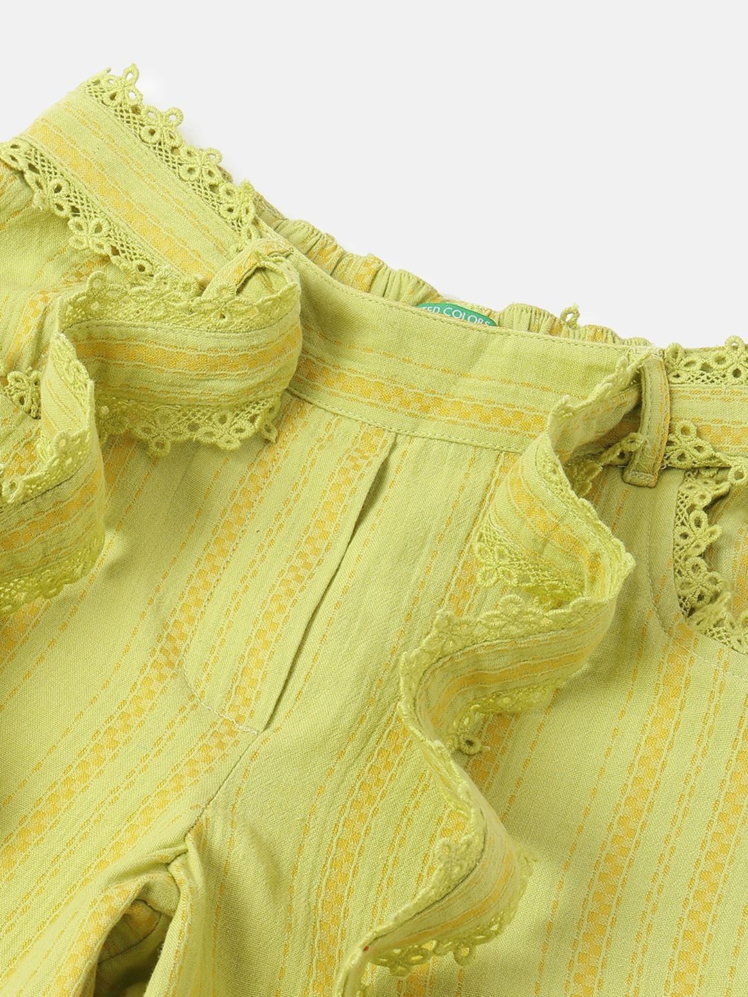 Girls Cotton Textured Lace Details Trousers 3