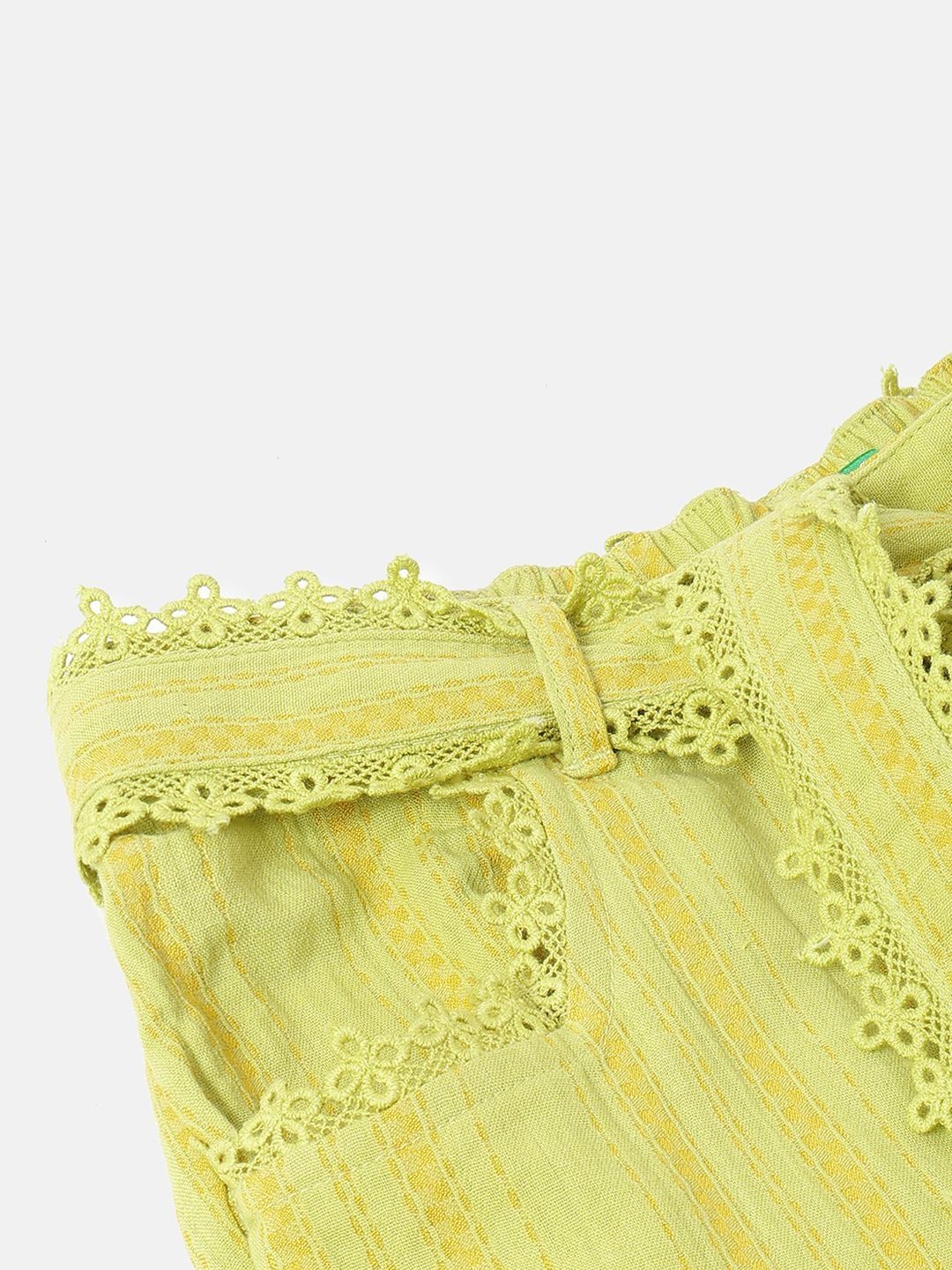 Girls Cotton Textured Lace Details Trousers 4