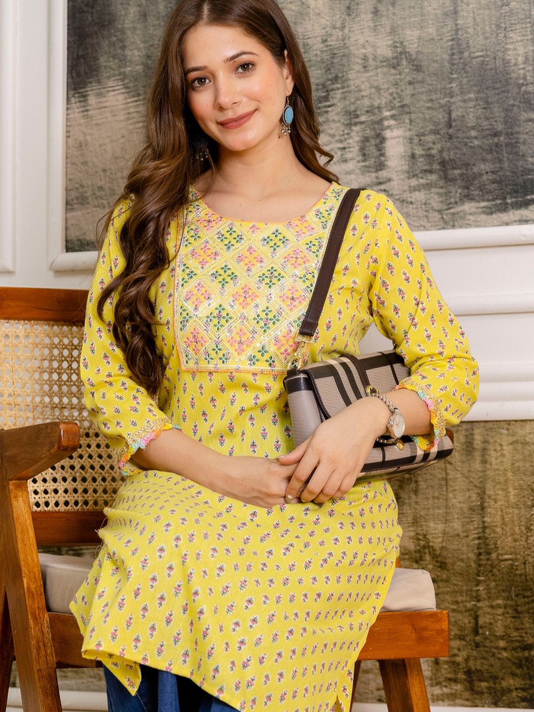 Pjyot by surhi Ethnic Motifs Embroidered Pure Cotton Straight Kurta