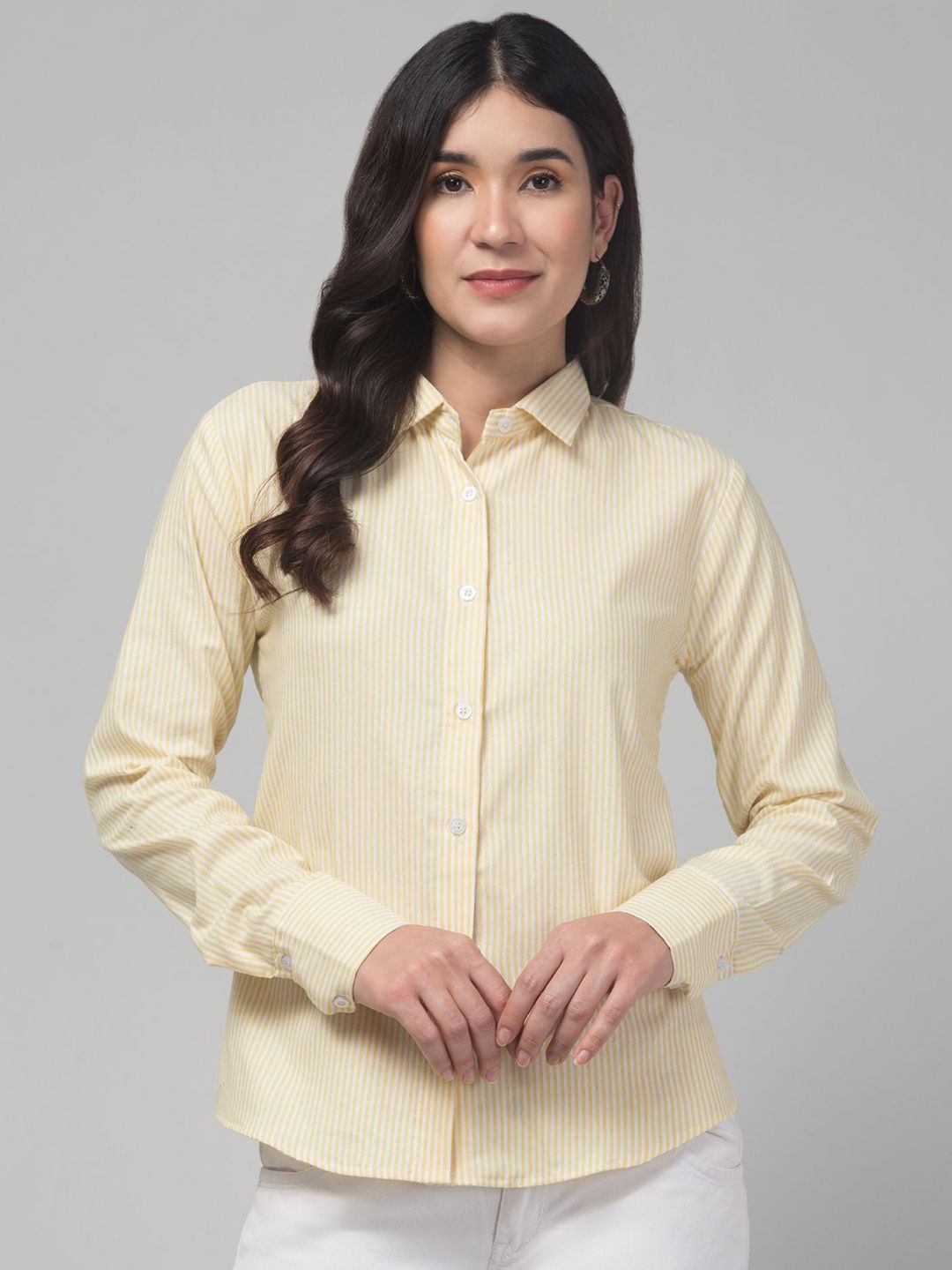 Swaggish New Vertical Striped Spread Collar Shirt