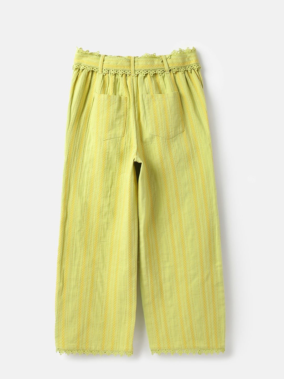 Girls Cotton Textured Lace Details Trousers 2