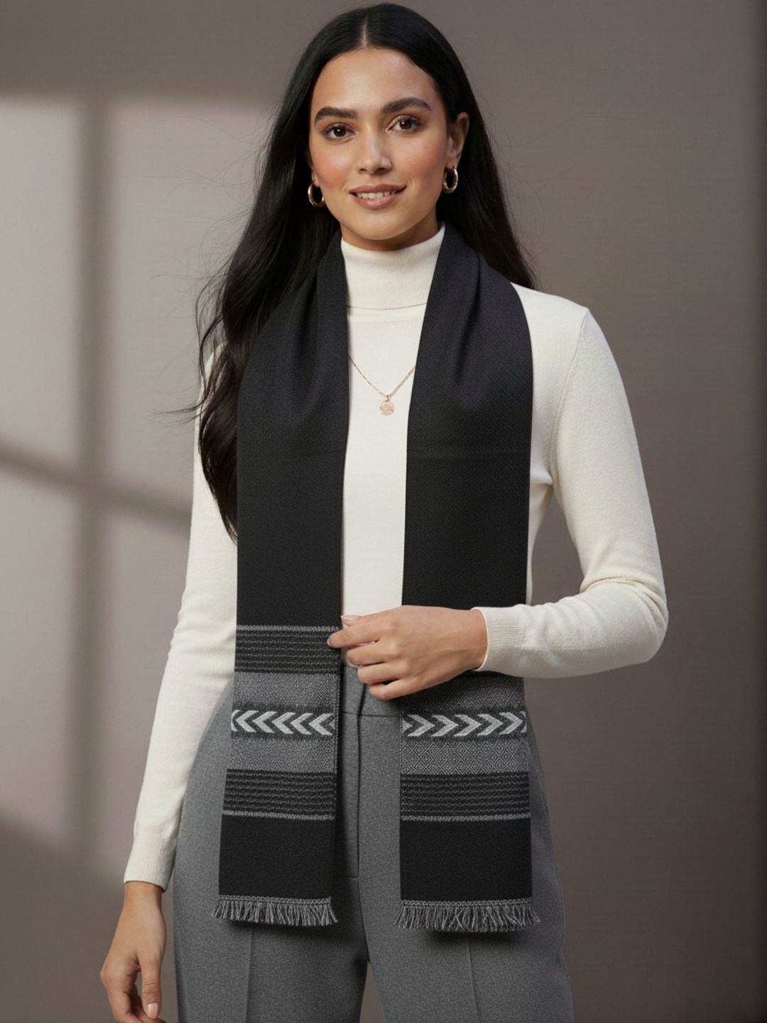 Zamour Women Striped Woolen Mufflers