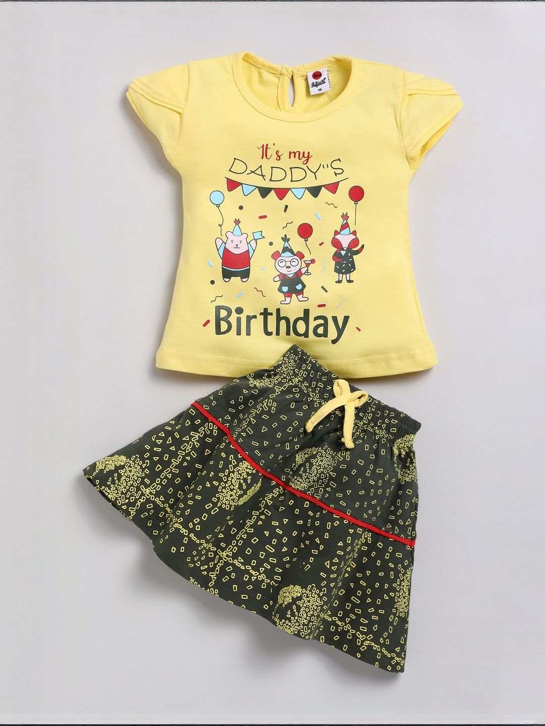 Mars Infiniti Girls Printed Pure Cotton T-shirt with Skirt