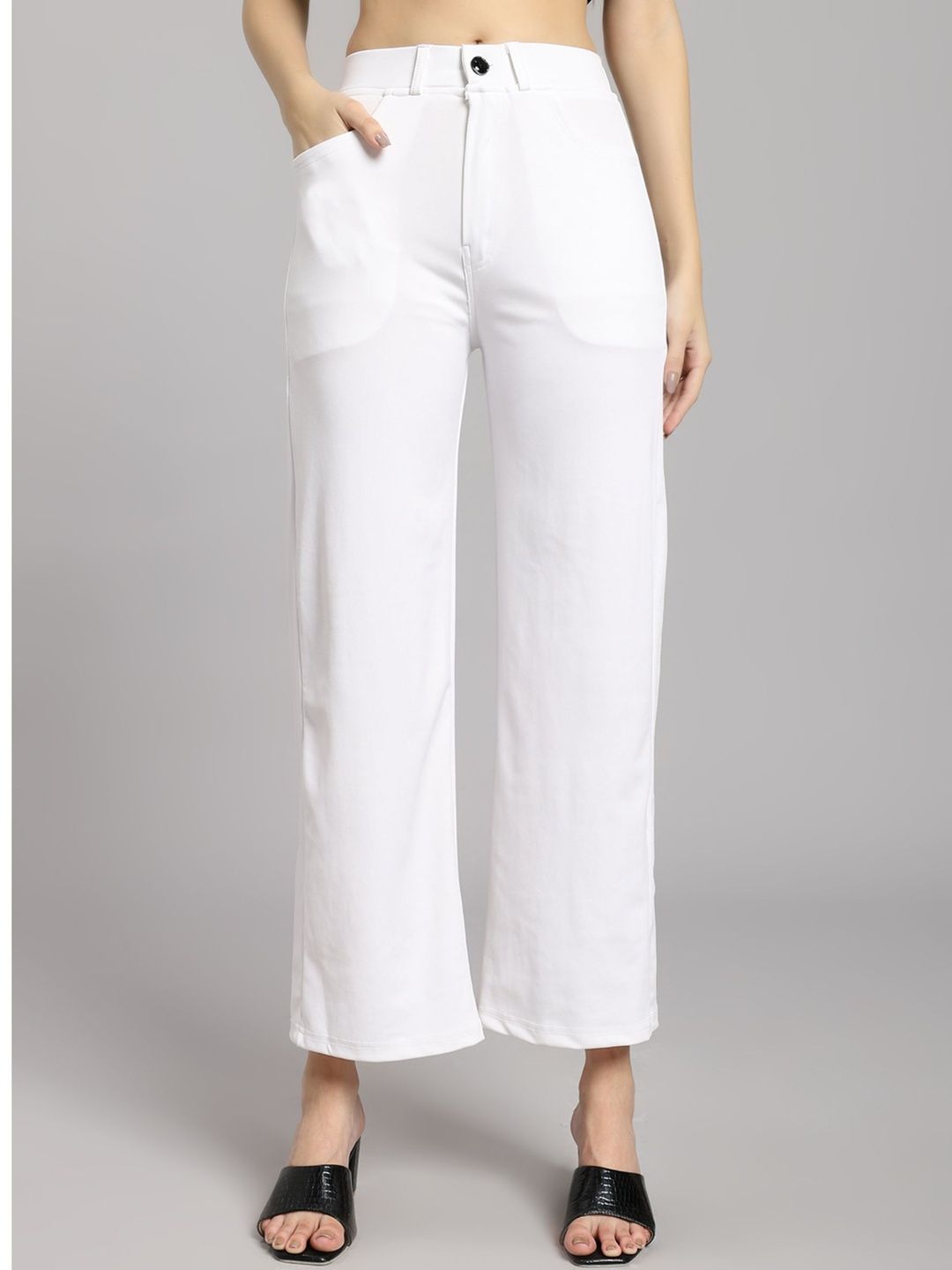 Veltick Women High Rise Loose Fit Parallel Trousers