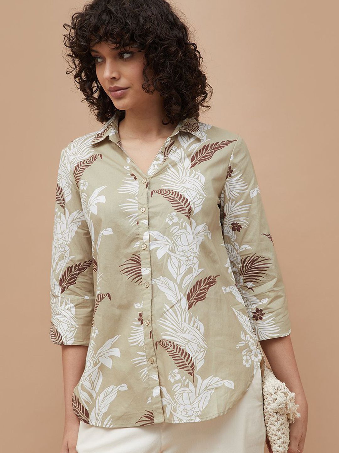 Colour Me by Melange Floral Printed Spread Collar Pure Cotton Casual Shirt