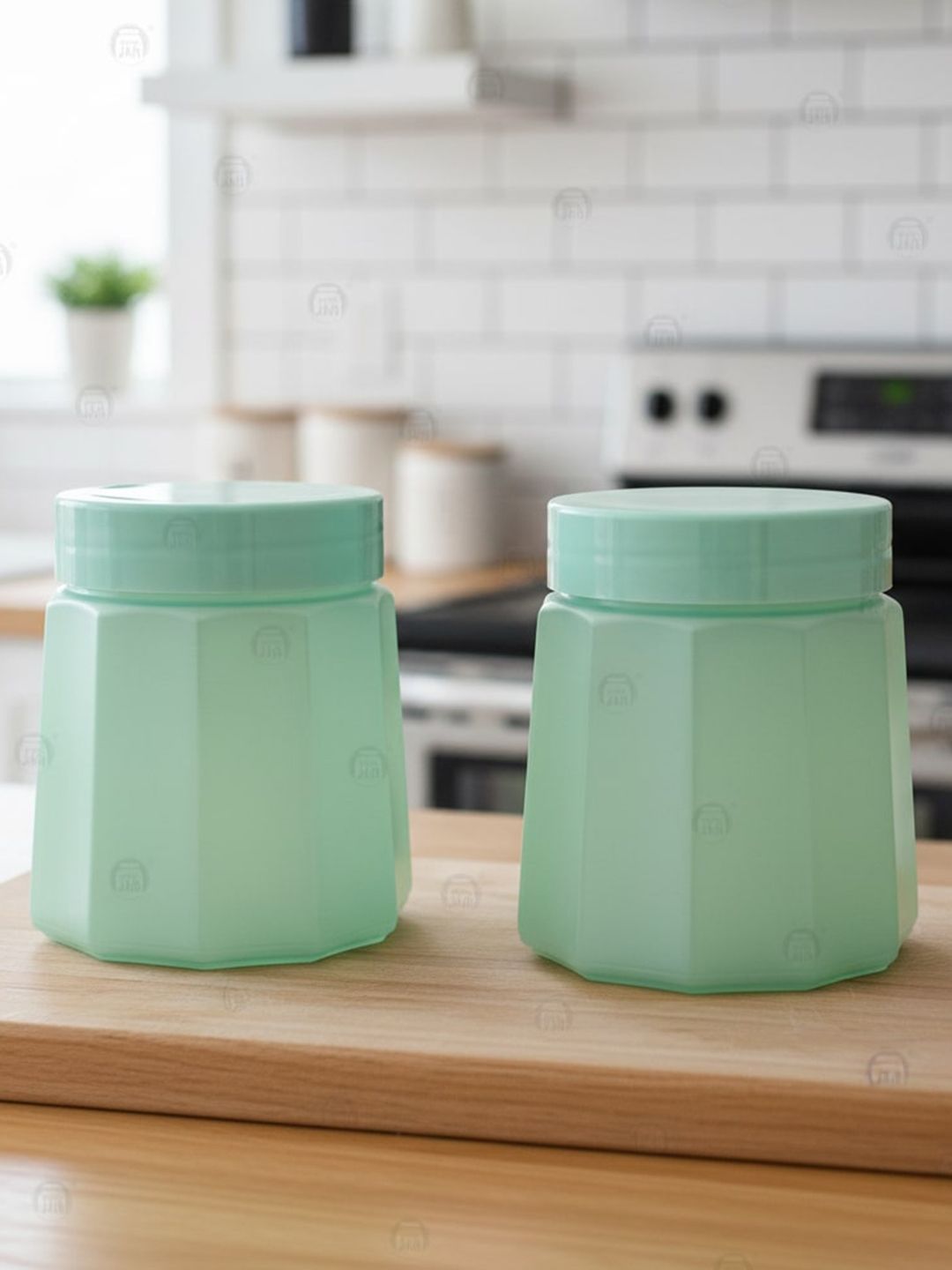 CROCO JAR Sea Green 2 Pieces Glass Dishwasher Safe Container 300 ml