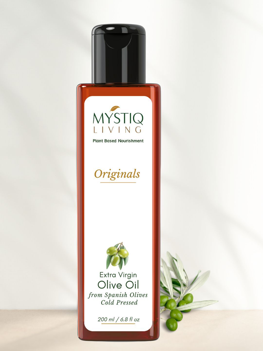 MYSTIQ LIVING Extra Virgin Pure Cold Pressed Olive Oil For Hair & Glowing Skin - 200ml