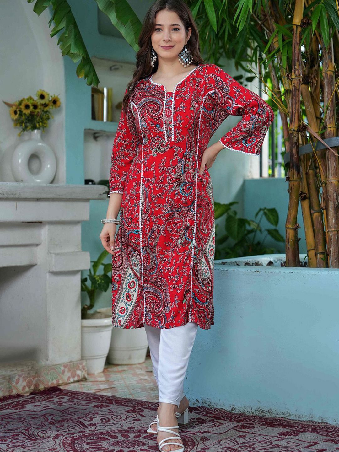 QUEENSFAB Women Paisley Printed Kurta