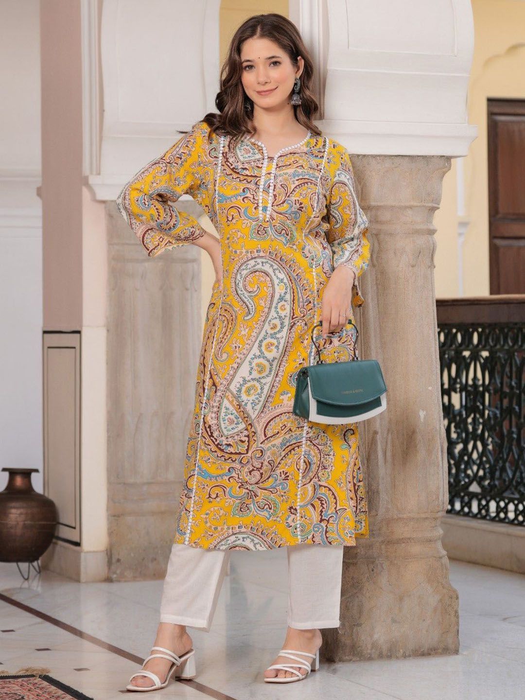 QUEENSFAB Women Paisley Printed Indie Prints Kurta