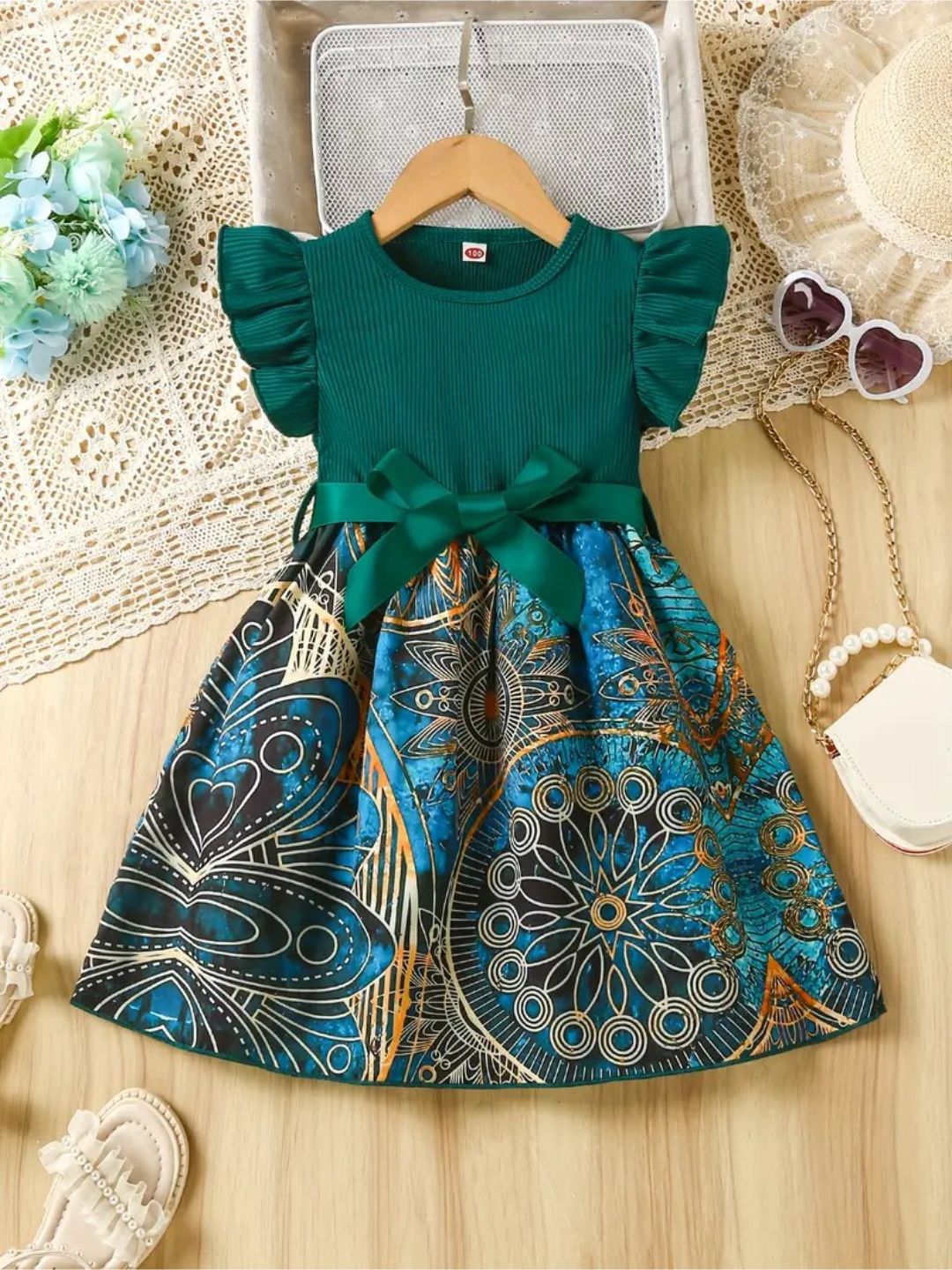 YK Print Fit & Flare Dress