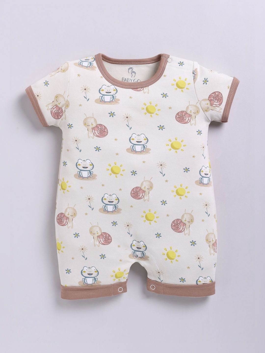 Buy BABY GO Kids Printed Cotton Round Neck Short Sleeves Rompers -  - Apparel for Unisex Kids