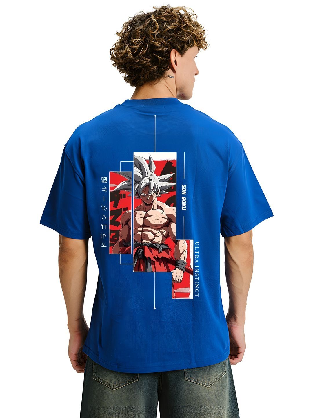 BDSQUARE Men Dragon Ball Z Printed Cotton Drop-Shoulder Sleeves Oversized T-shirt