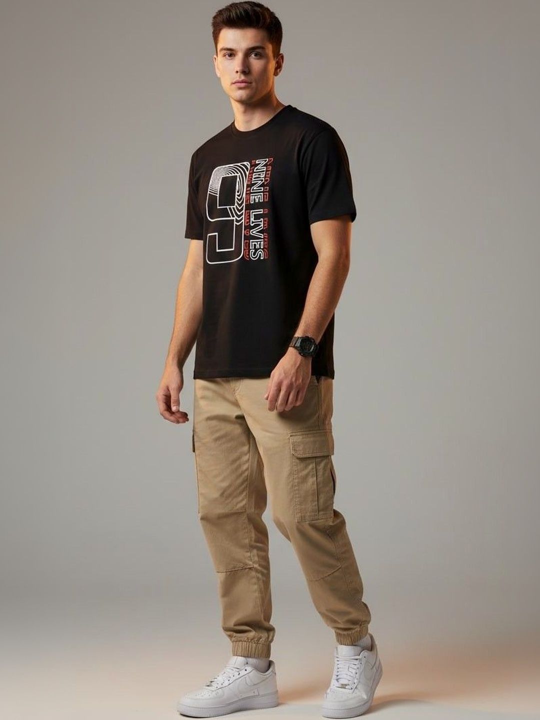 OUTLAWS Men Typography Printed Round Neck Short Sleeves Cotton T-shirt