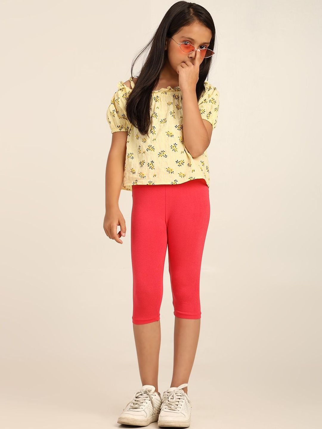 Robinbosky Girls Mid-Rise Three-Fourth Length Leggings