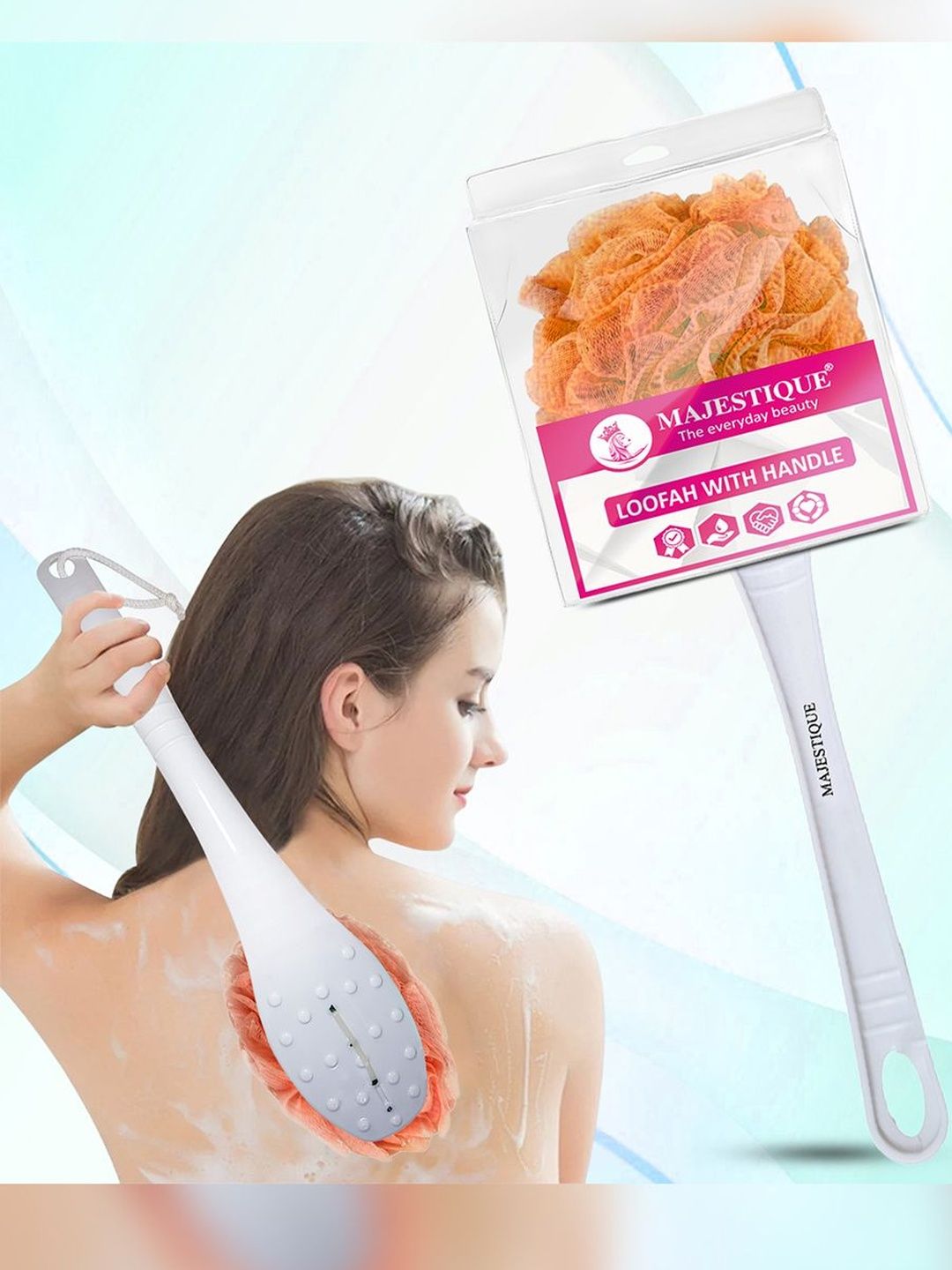 MAJESTIQUE Long Handle Loofah For Back Scrubber