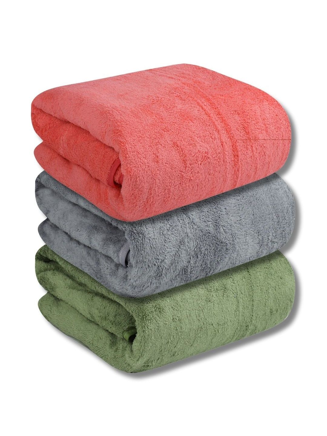 Buy Fezora Green Microfiber 450 GSM Breathable 3 Pieces Adult Bath Towels -  - Home for Unisex