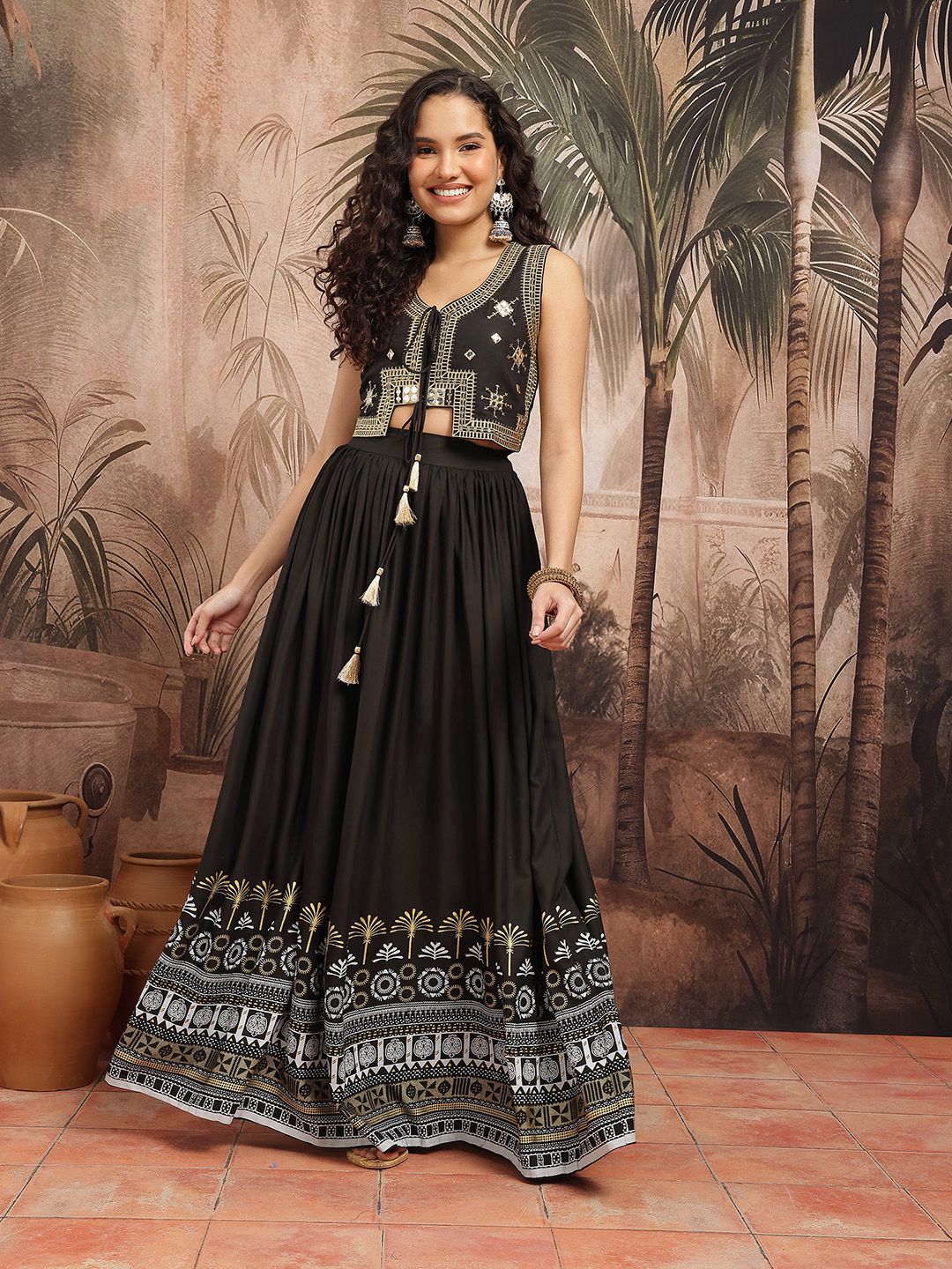 Zari Embroidered Tie-Up Neck Ready to Wear Lehenga Choli 4
