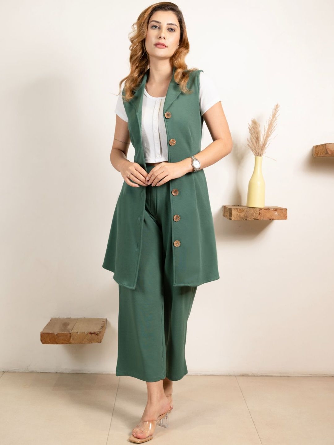 PRIDEWEAR Notched Lapel Collar Blazer With Top & Trousers Co-Ords
