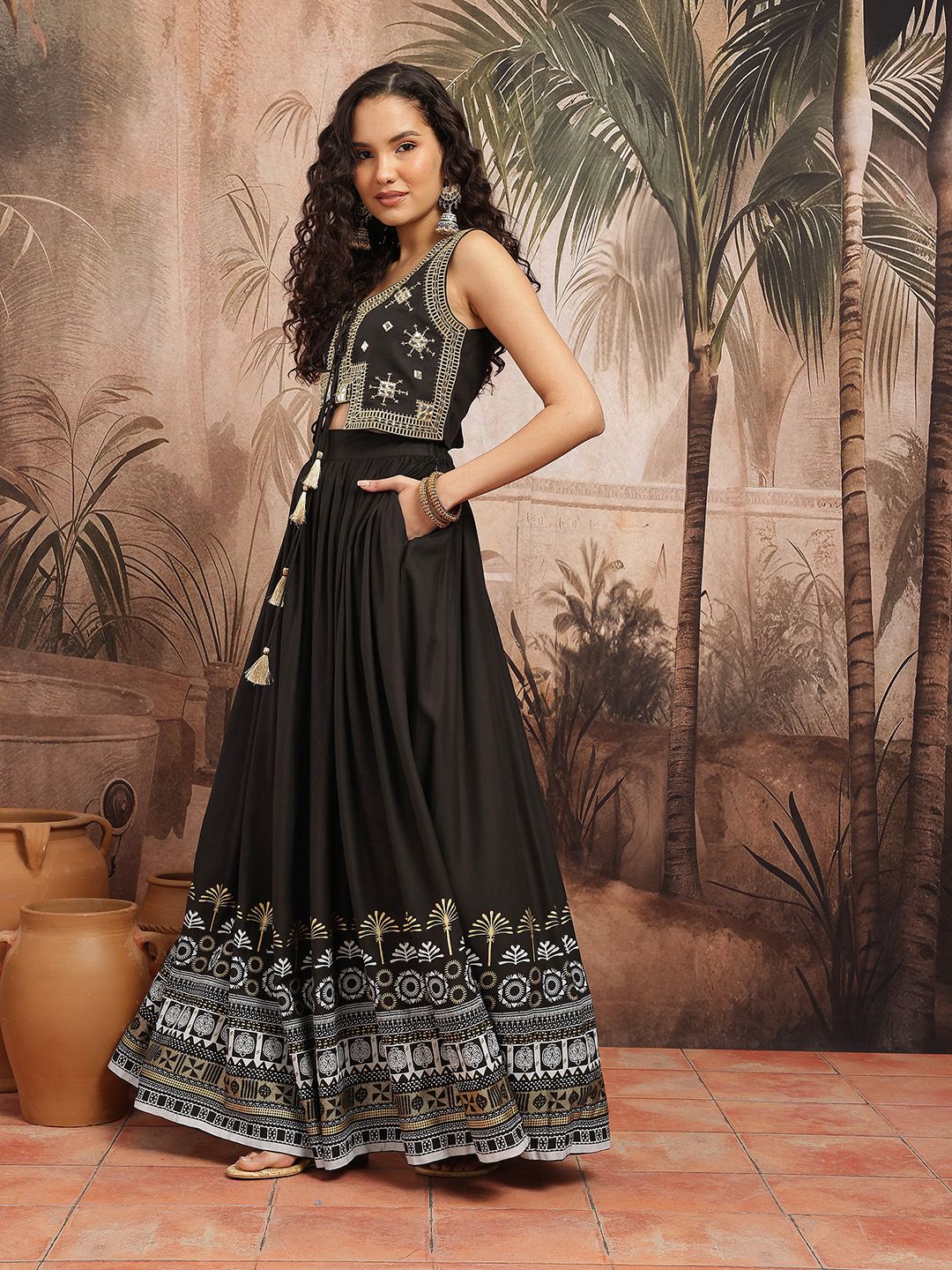 Zari Embroidered Tie-Up Neck Ready to Wear Lehenga Choli 5