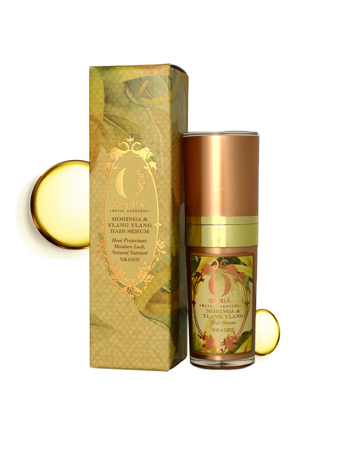 OHRIA AYURVEDA Moringa & Ylang Ylang Hair Serum for Heat Protection & Moisture Lock - 15ml