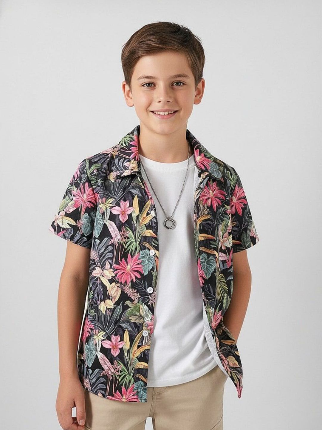 YK Boys Floral Printed Casual Shirt
