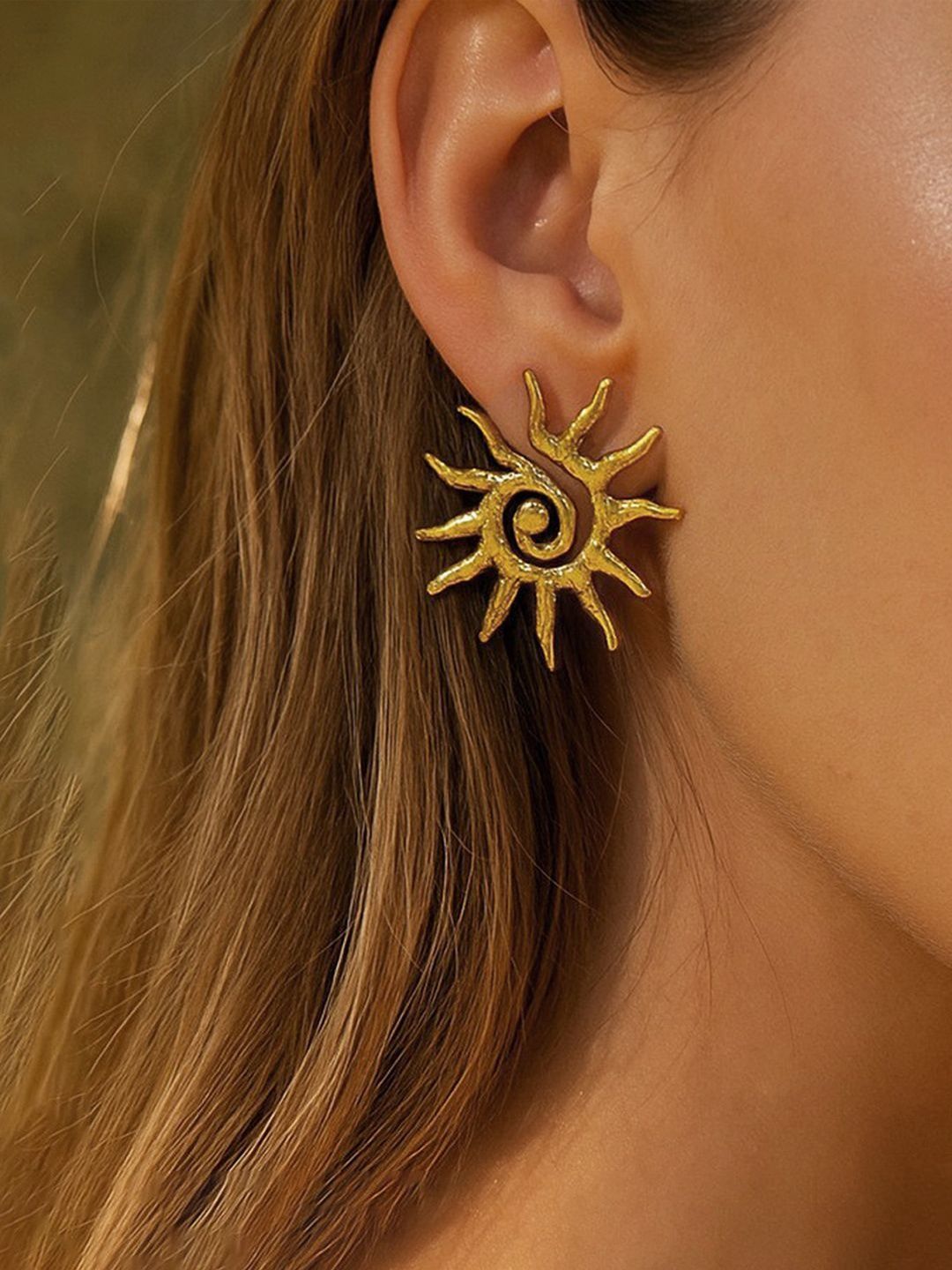 Designs & You Stainless Steel Gold-Plated Contemporary Studs