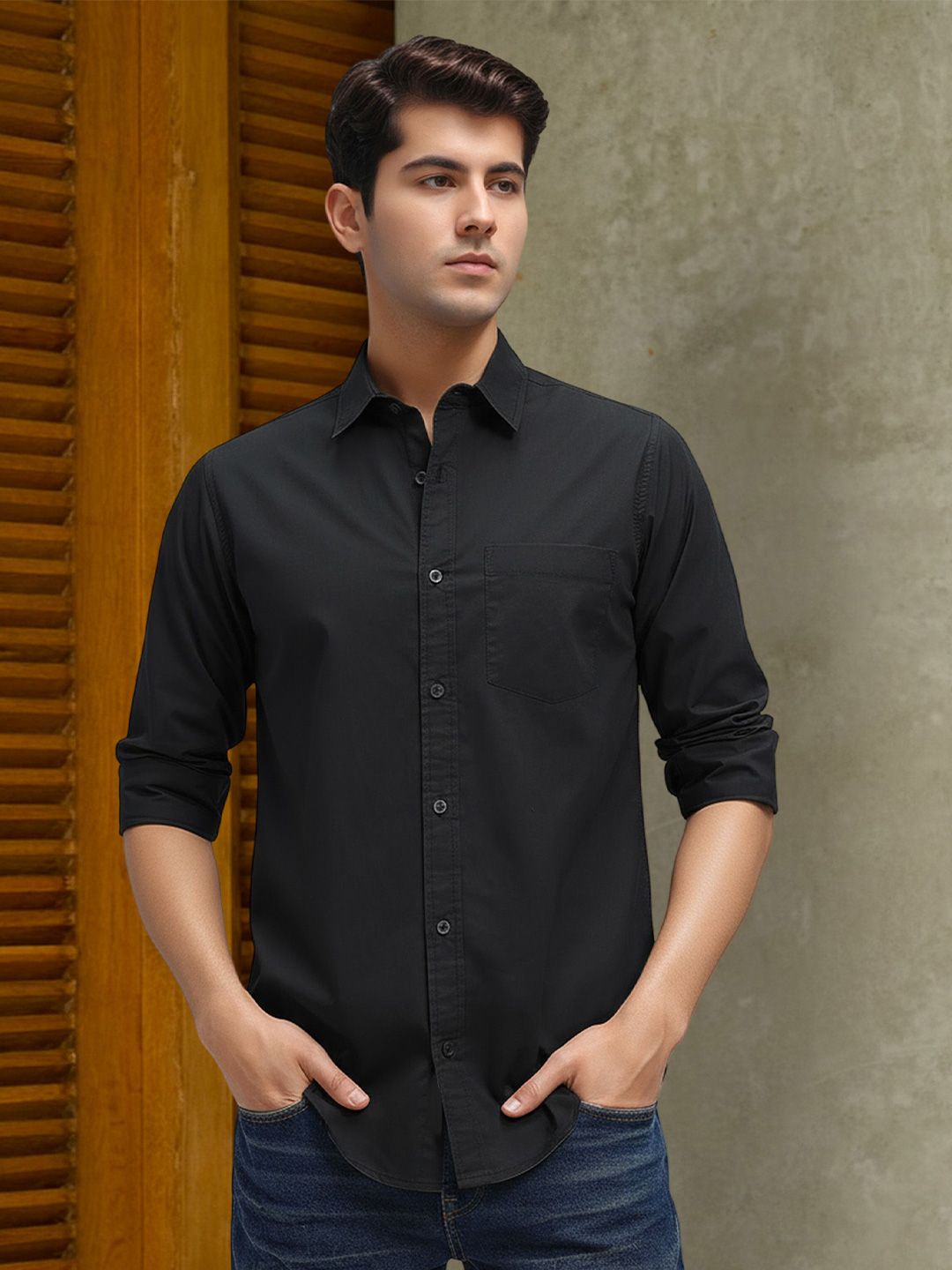 Metronaut Men Spread Collar Long Sleeves Casual Shirt